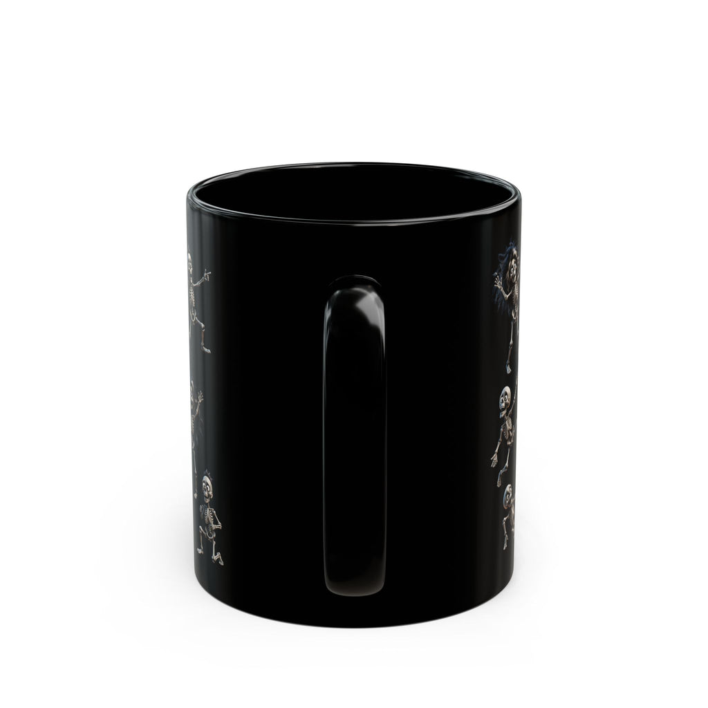 Funny Dancing Skeletons Black  Mug — Halloween Wraparound Pattern (11oz, 15oz)