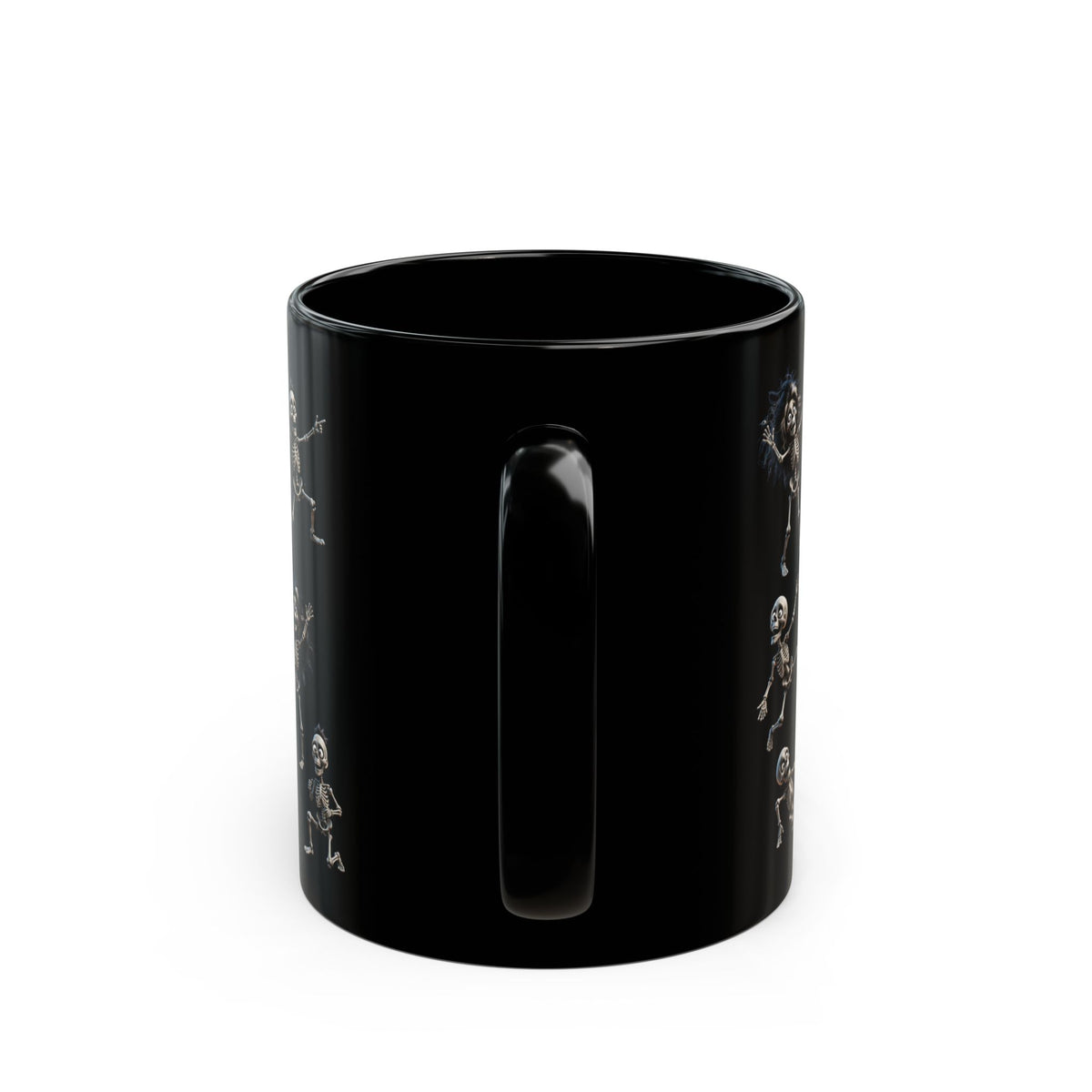 Funny Dancing Skeletons Black  Mug — Halloween Wraparound Pattern (11oz, 15oz)