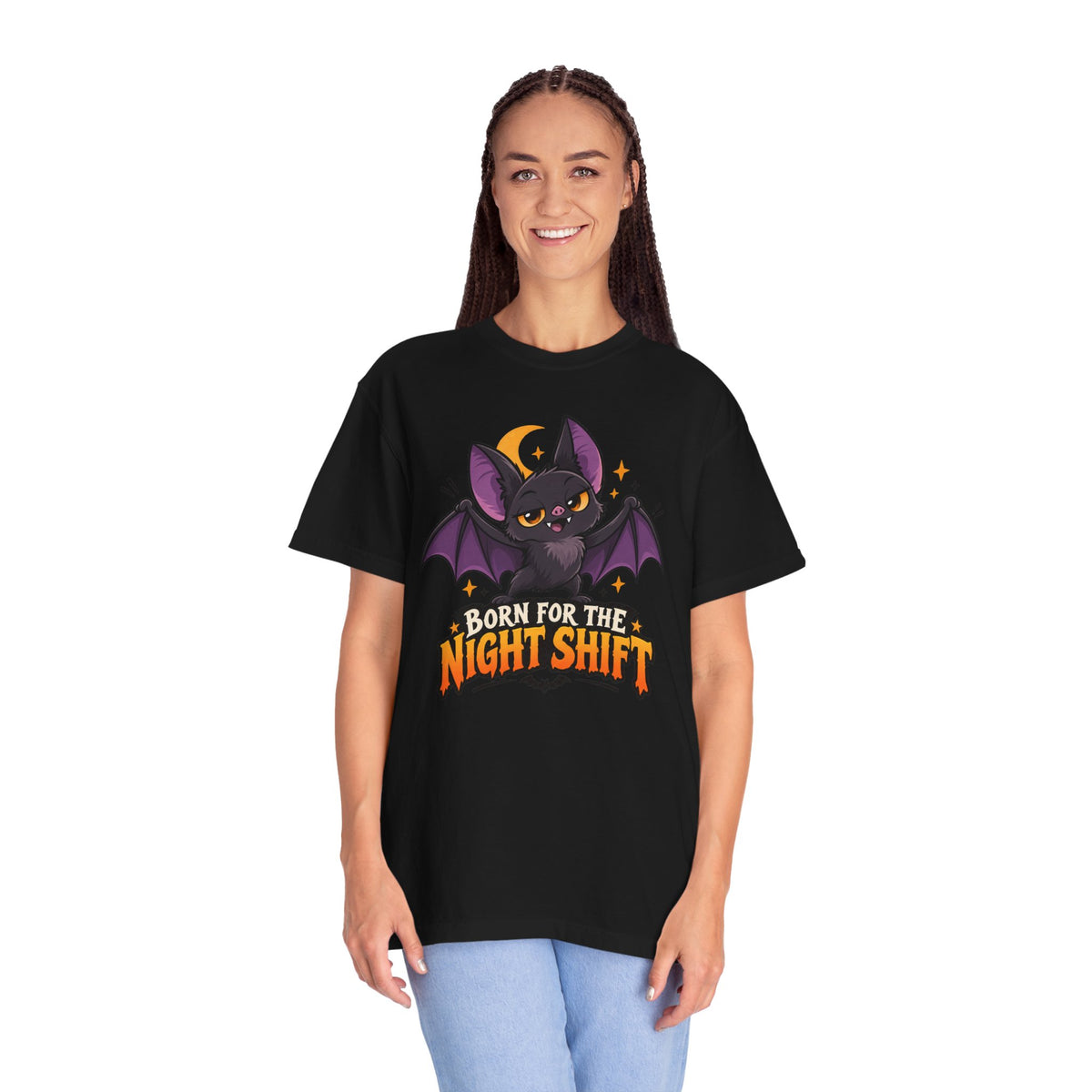 Born for the Night Shift – Cute Halloween Bat T-Shirt