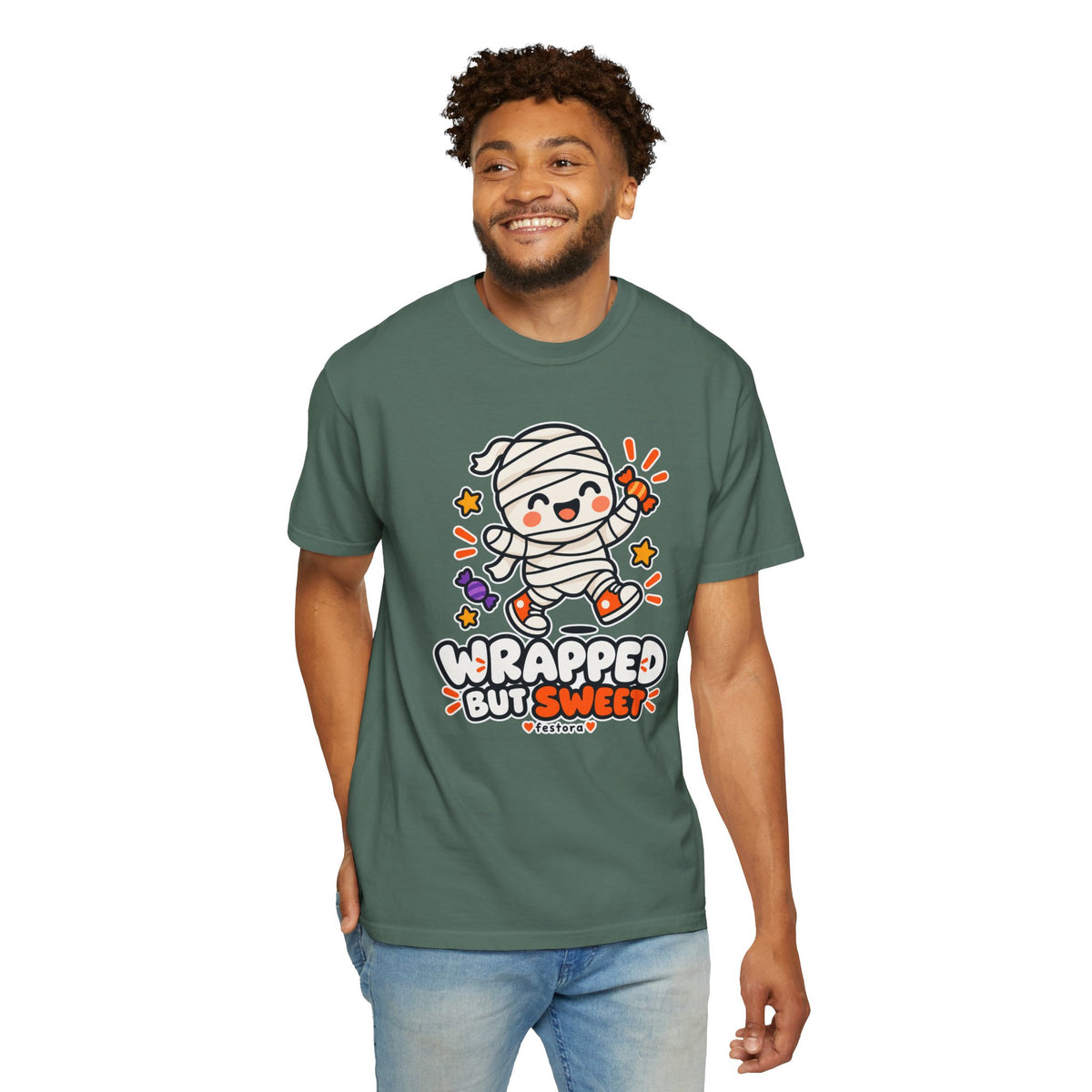 Wrapped but Sweet Halloween T-Shirt | Cute Mummy Graphic Tee