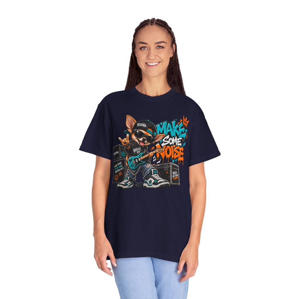 Make Some Noise Rocco Graphic T-Shirt — Streetwear Rock Dog Tee