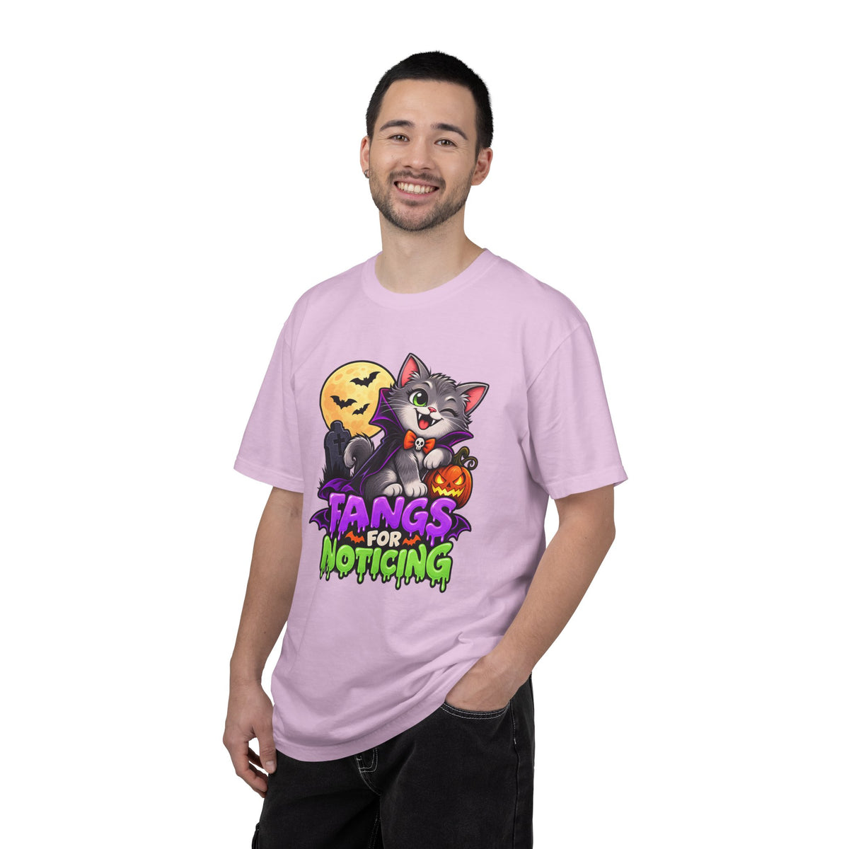 Fangs for Noticing – Cute Vampire Cat Halloween T-Shirt