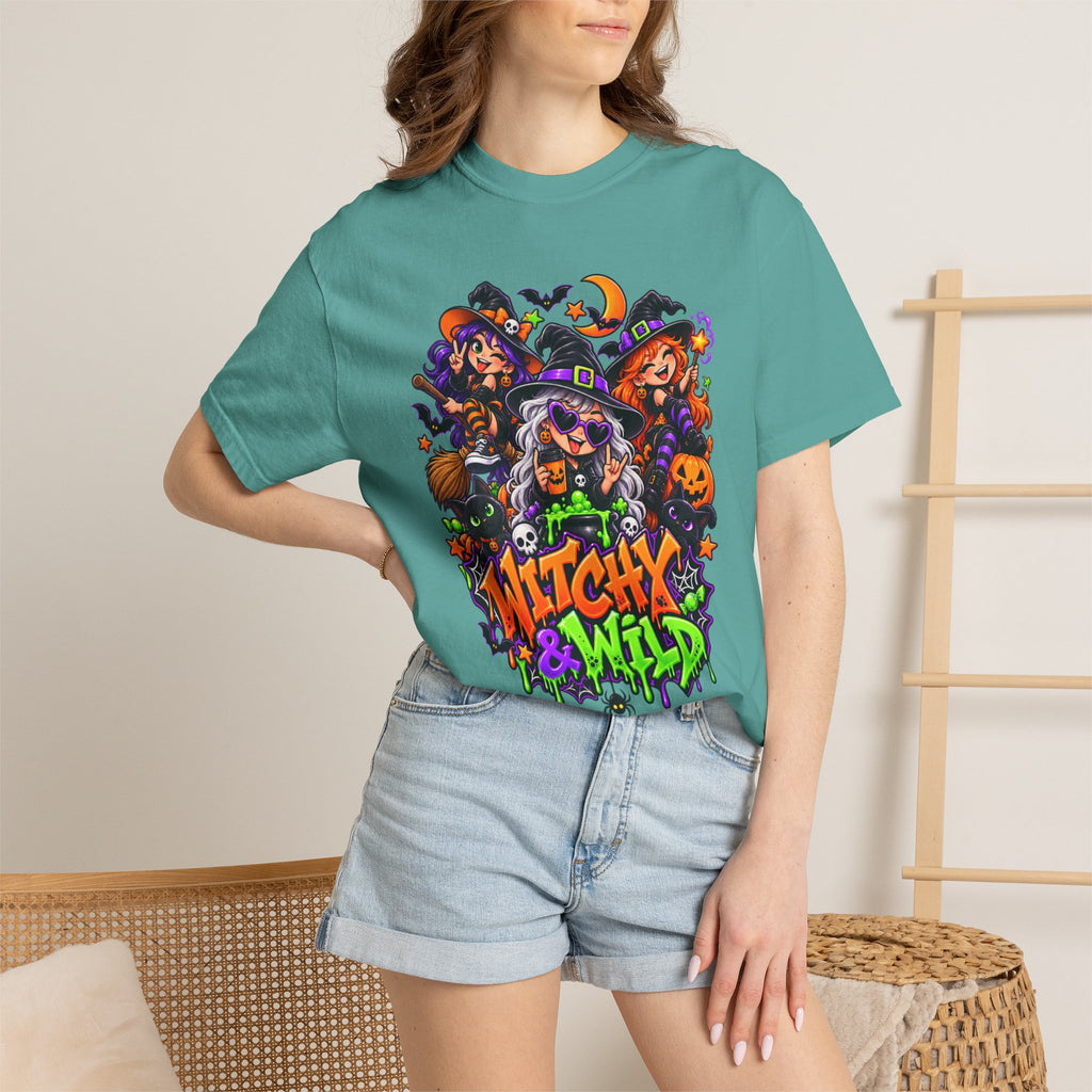 Witchy & Wild – Halloween Witch Crew Graphic T-Shirt