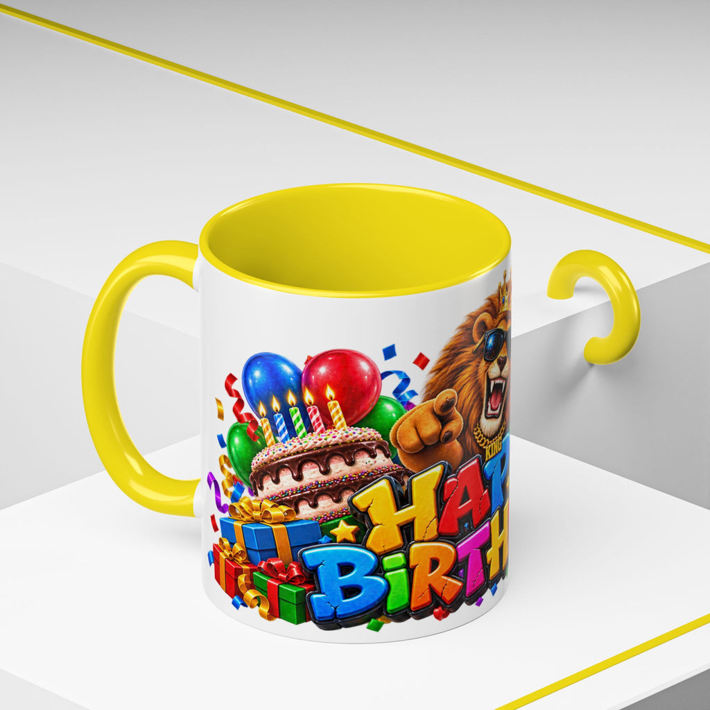 Lion Happy Birthday Mug – Colorful 3D King Celebration Design