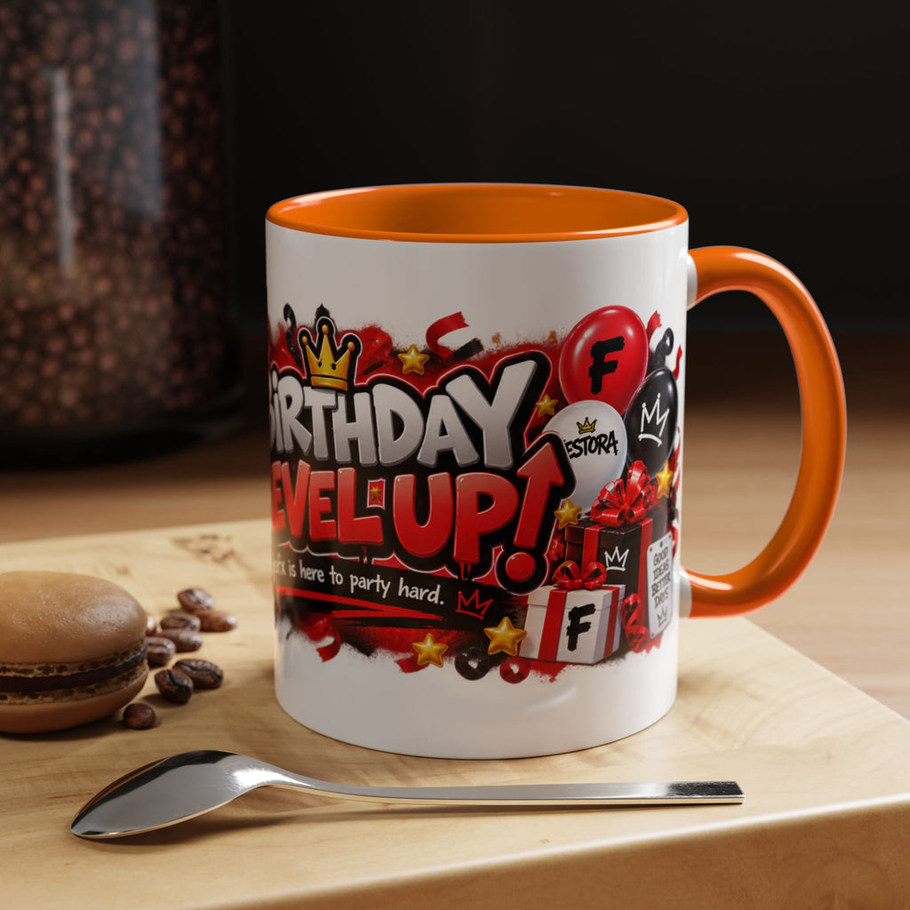 Festora Grafx Birthday Mug – Birthday Level Up Robot Coffee Cup