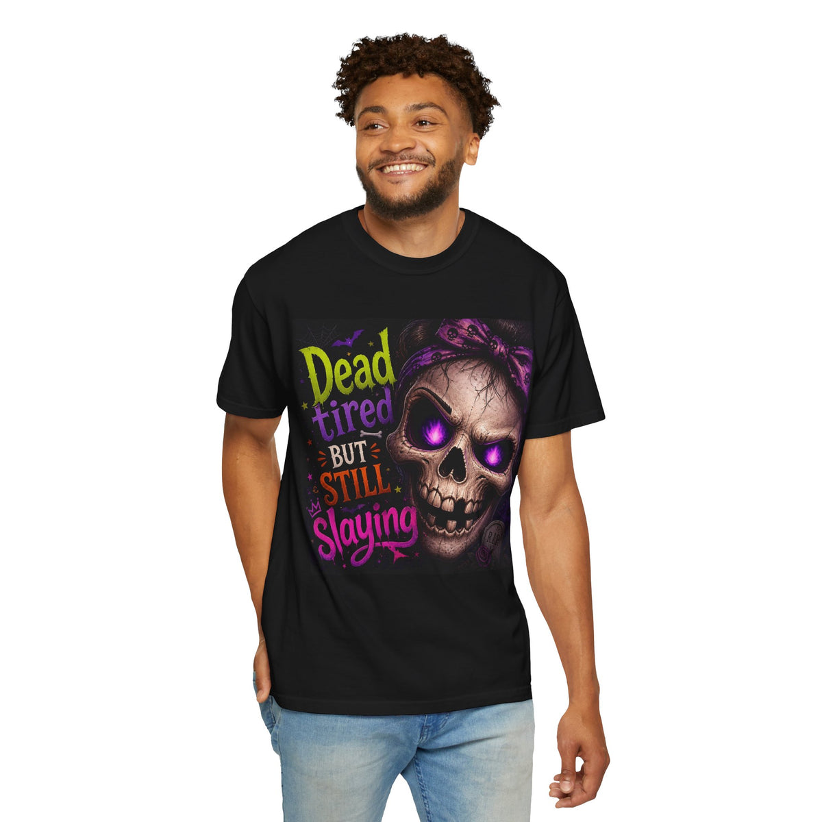 Skull 'Dead Tired But Still Slaying' Graphic T-Shirt