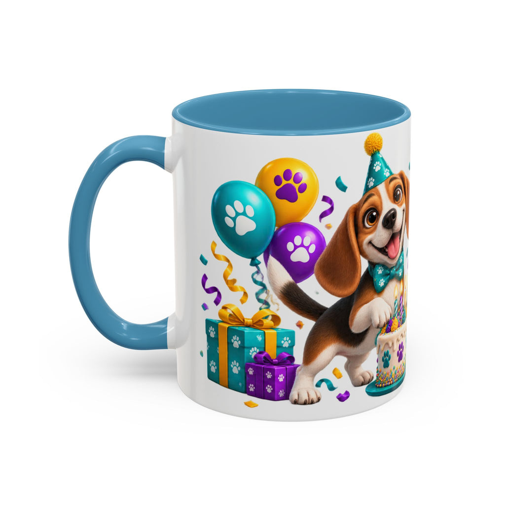 Beagle Birthday Mug – Fetch the Cake White Ceramic Coffee Cup