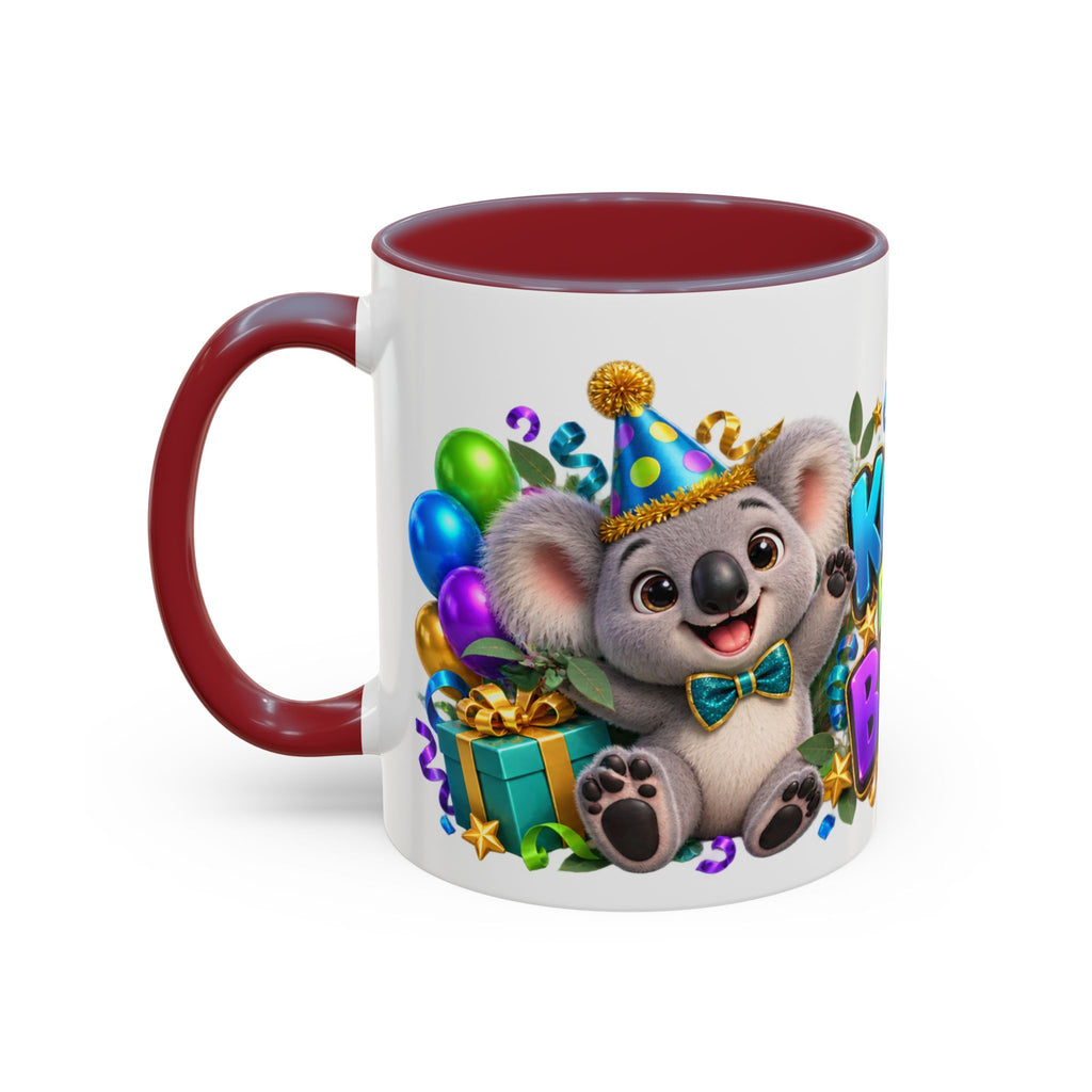 Koala-Fied for a Great Birthday White Mug – Cute Koala Birthday Cup, Colorful Fun Party Gift