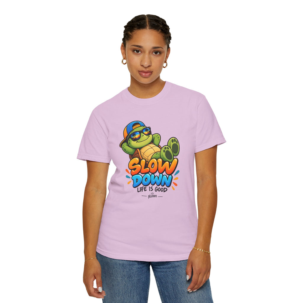Slow Down, Life Is Good – Turtle Graphic T-Shirt | Festora Everyday