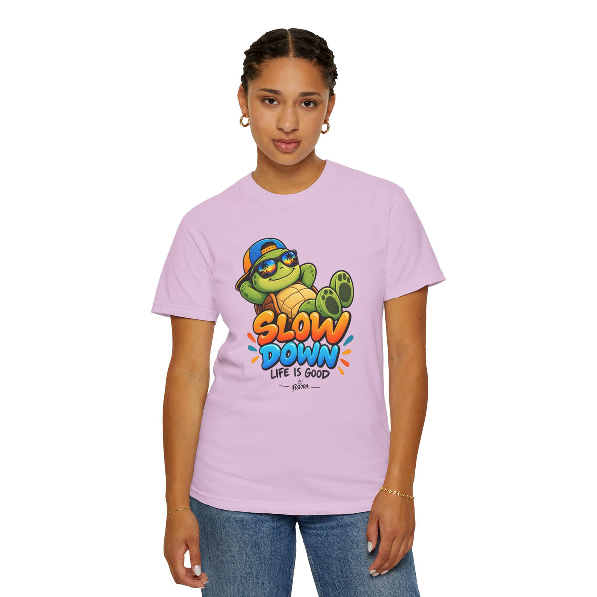Slow Down, Life Is Good – Turtle Graphic T-Shirt | Festora Everyday