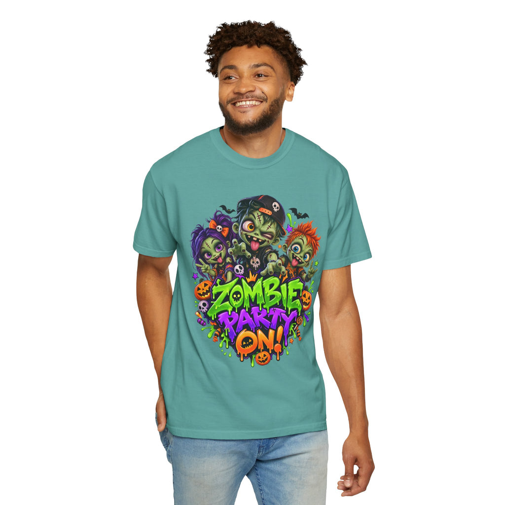 Zombie Party On! – Halloween Zombie Crew Graphic T-Shirt