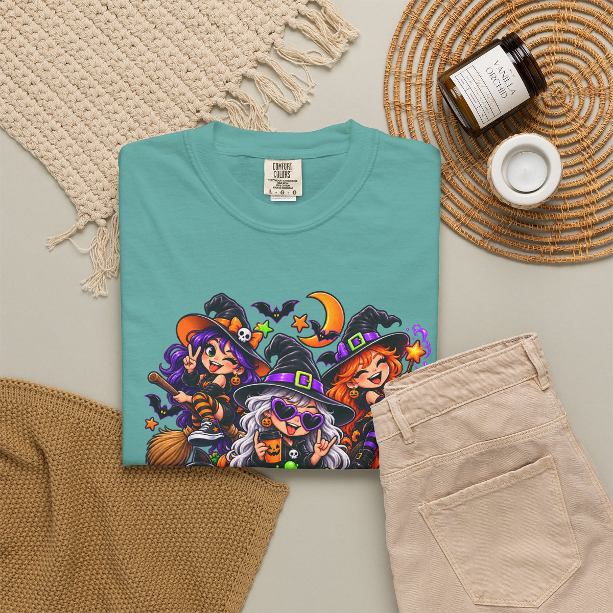 Witchy & Wild – Halloween Witch Crew Graphic T-Shirt
