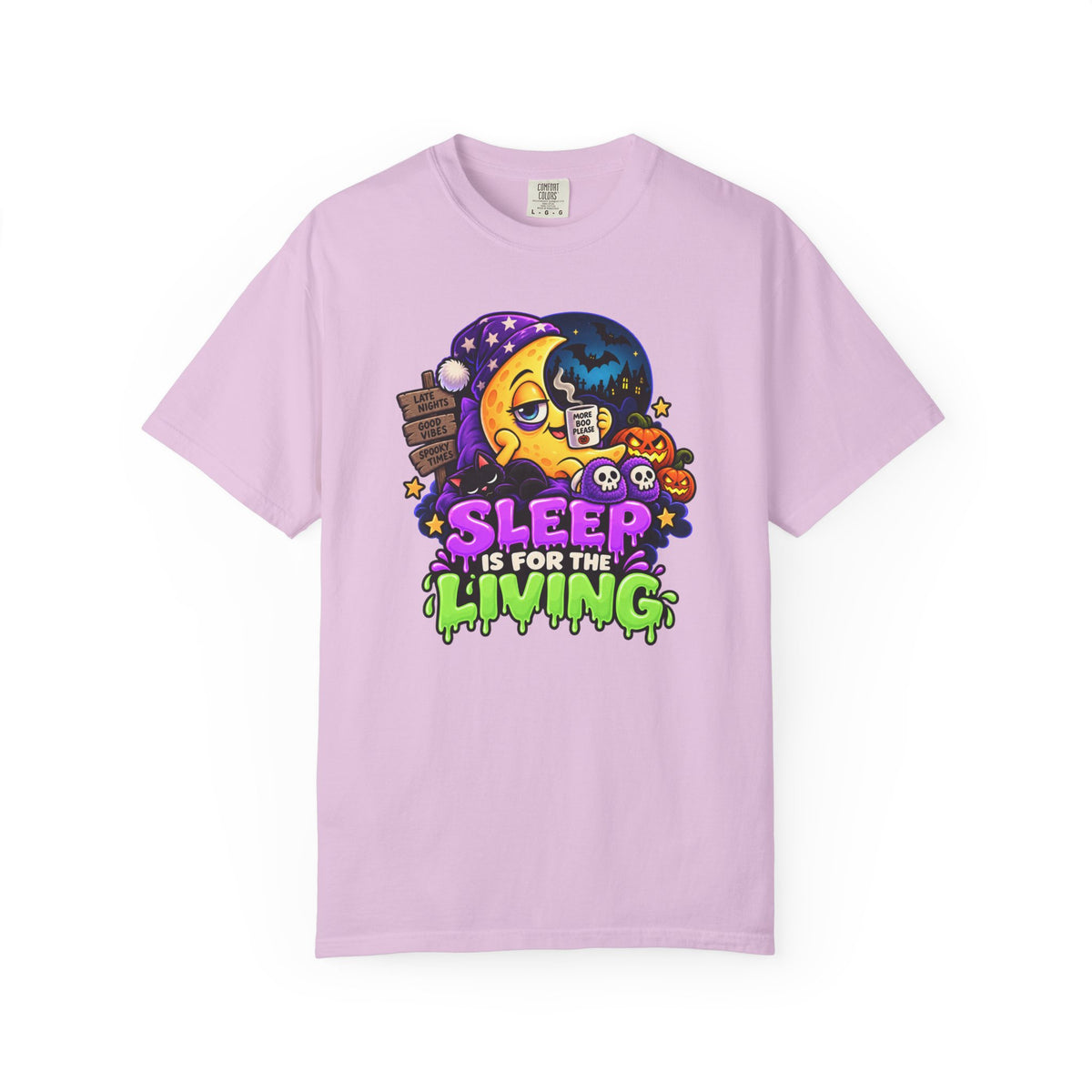 Sleep Is for the Living – Funny Halloween Moon T-Shirt