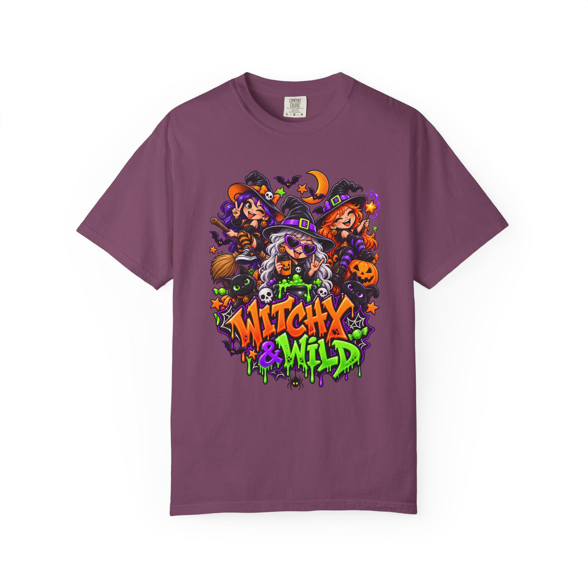 Witchy & Wild – Halloween Witch Crew Graphic T-Shirt