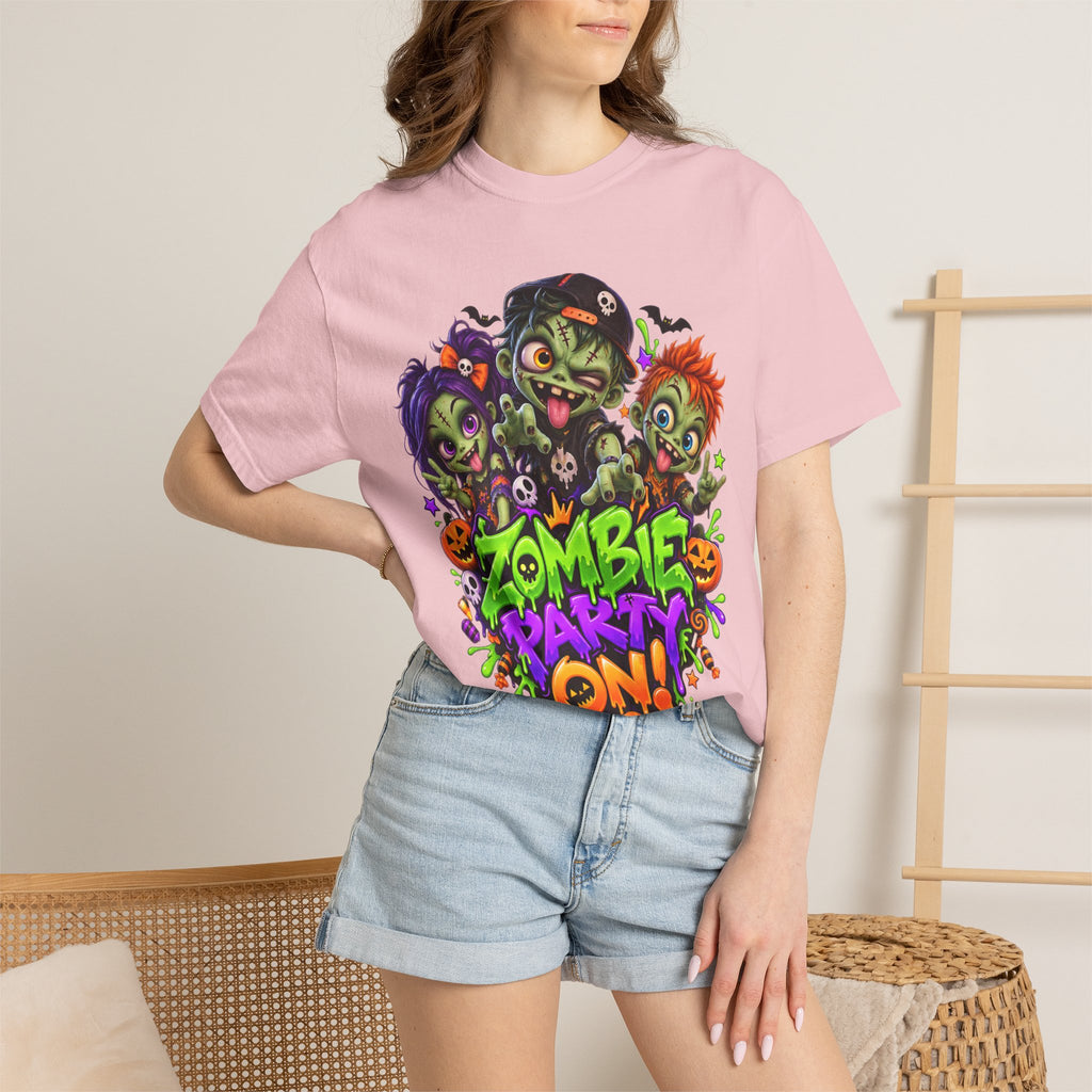 Zombie Party On! – Halloween Zombie Crew Graphic T-Shirt