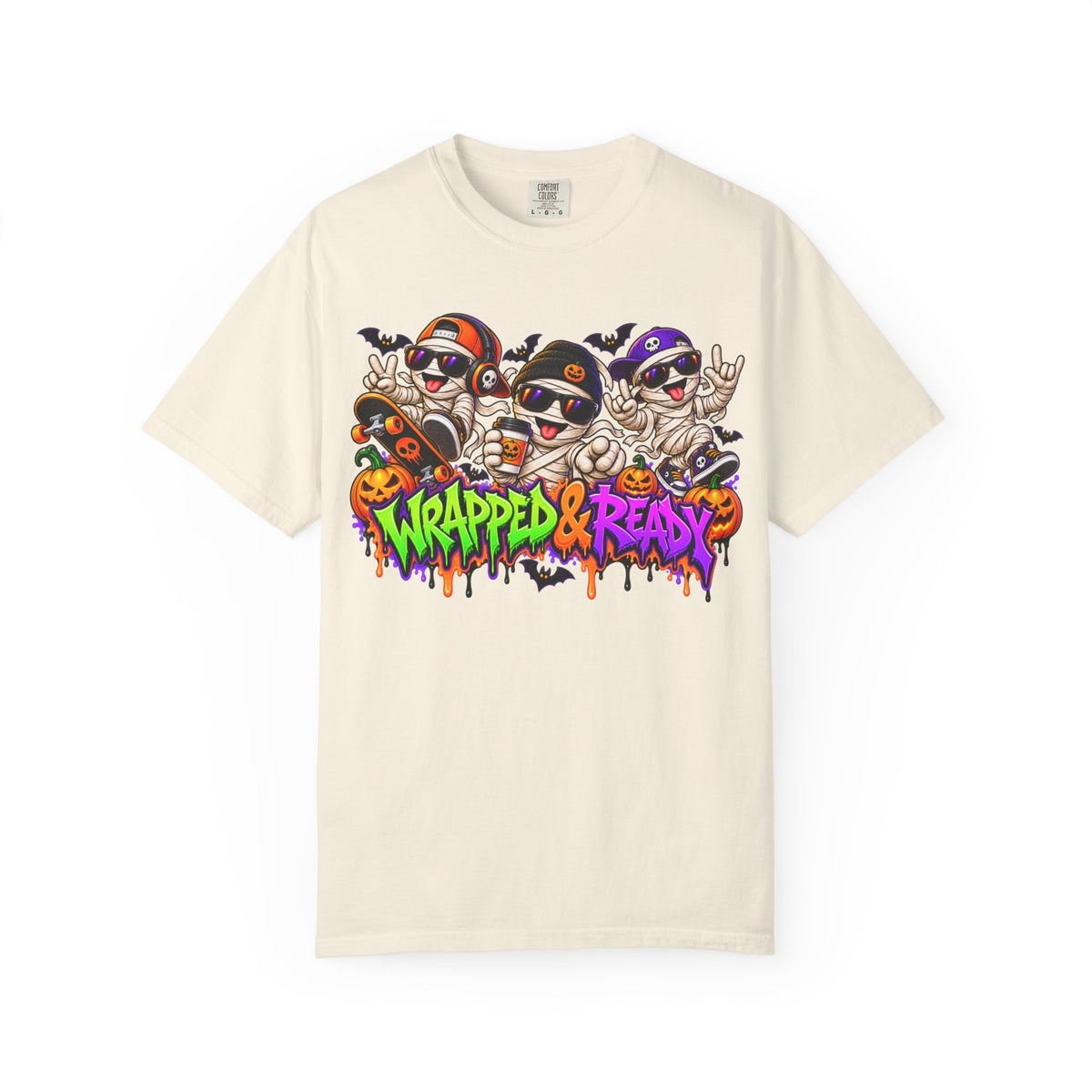 Wrapped & Ready – Halloween Mummy Crew Graphic T-Shirt