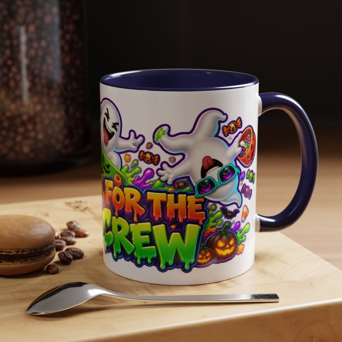 No Rest for the Boo Crew Crazy Ghosts Halloween White Mug