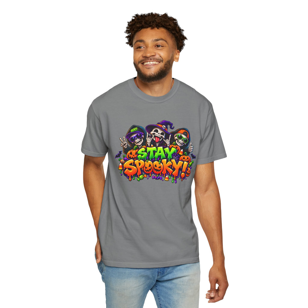 Stay Spooky Halloween T-Shirt – Funny Skeleton Crew Colorful Graphic Tee