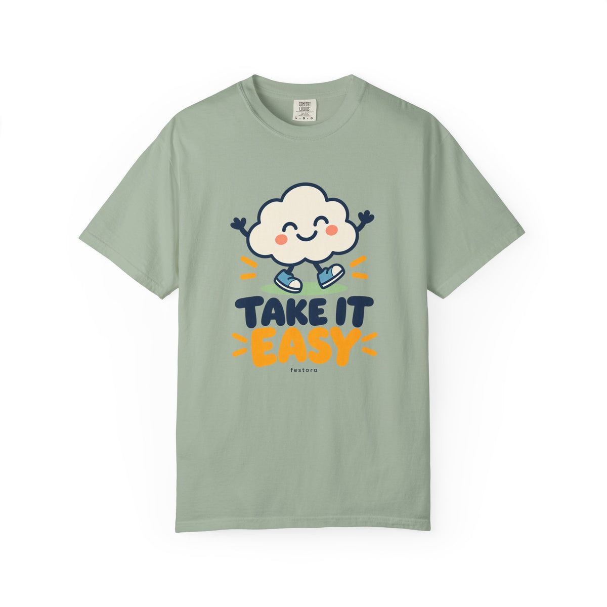 Take It Easy – Happy Cloud Graphic T-Shirt | Festora Everyday