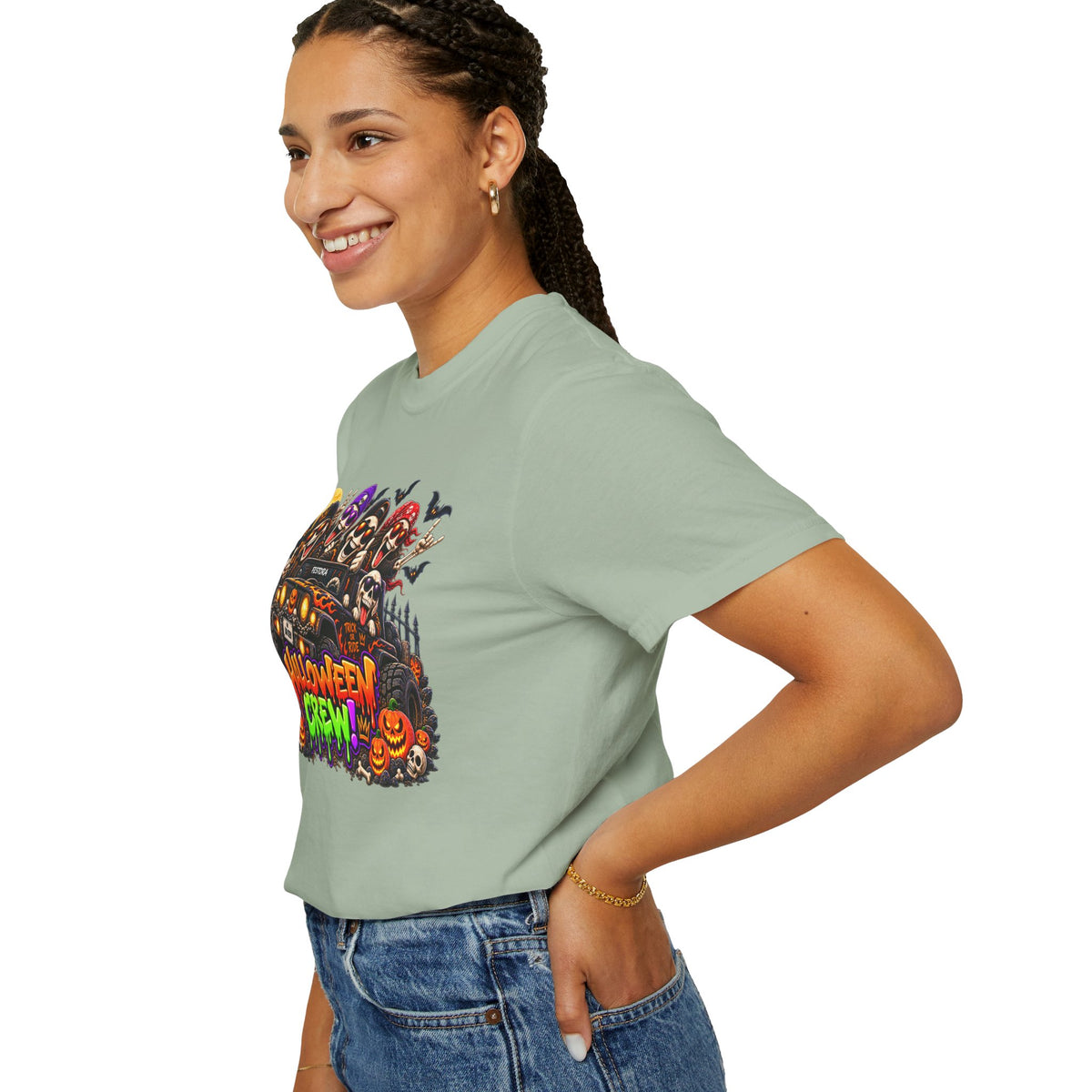 Halloween Crew T-Shirt – Skeleton Jeep Spooky Graphic Tee