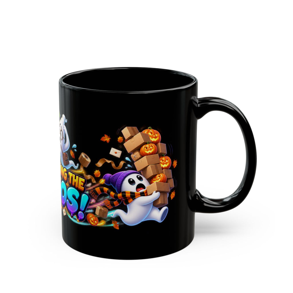 Delivering the Boos Ghost Delivery Halloween Black Mug