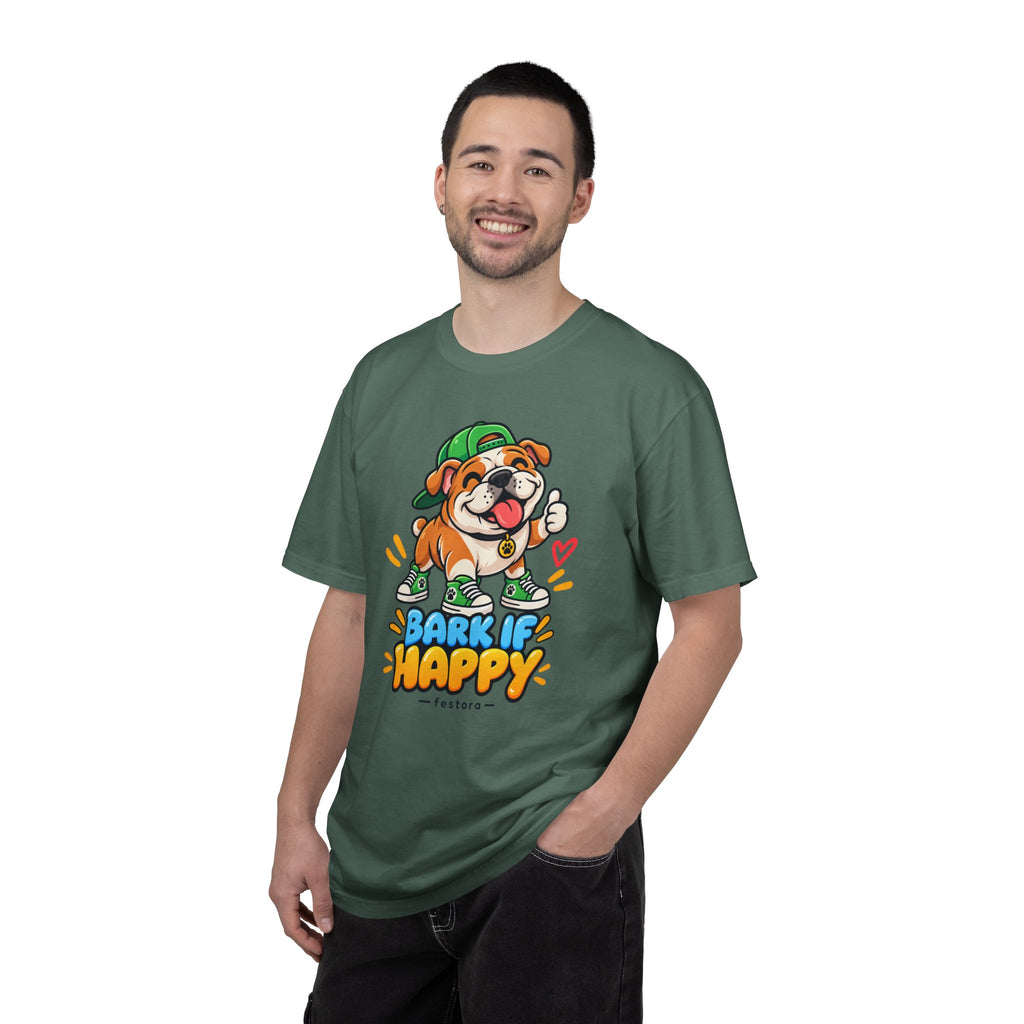 Bark If Happy – Cute Bulldog Graphic T-Shirt