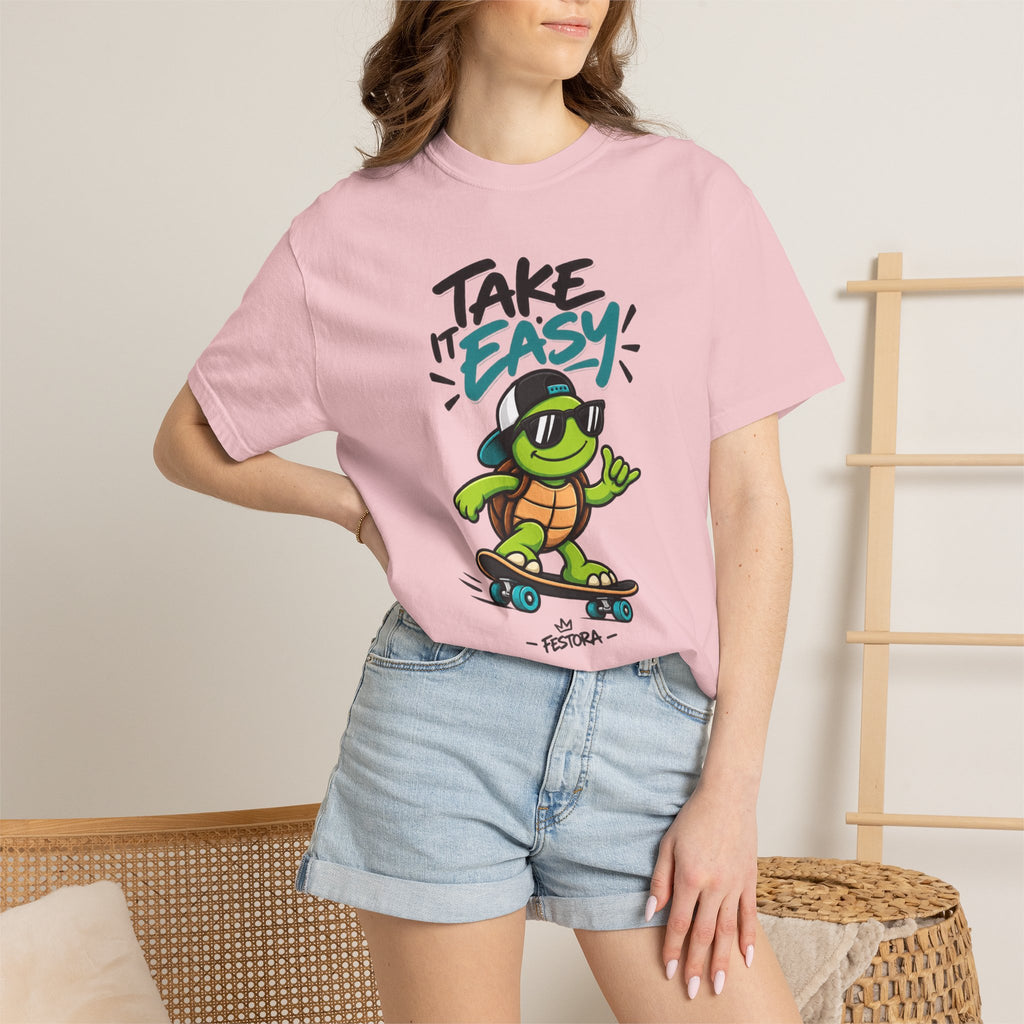 Take It Easy Skate Turtle Graphic T-Shirt | Festora Everyday