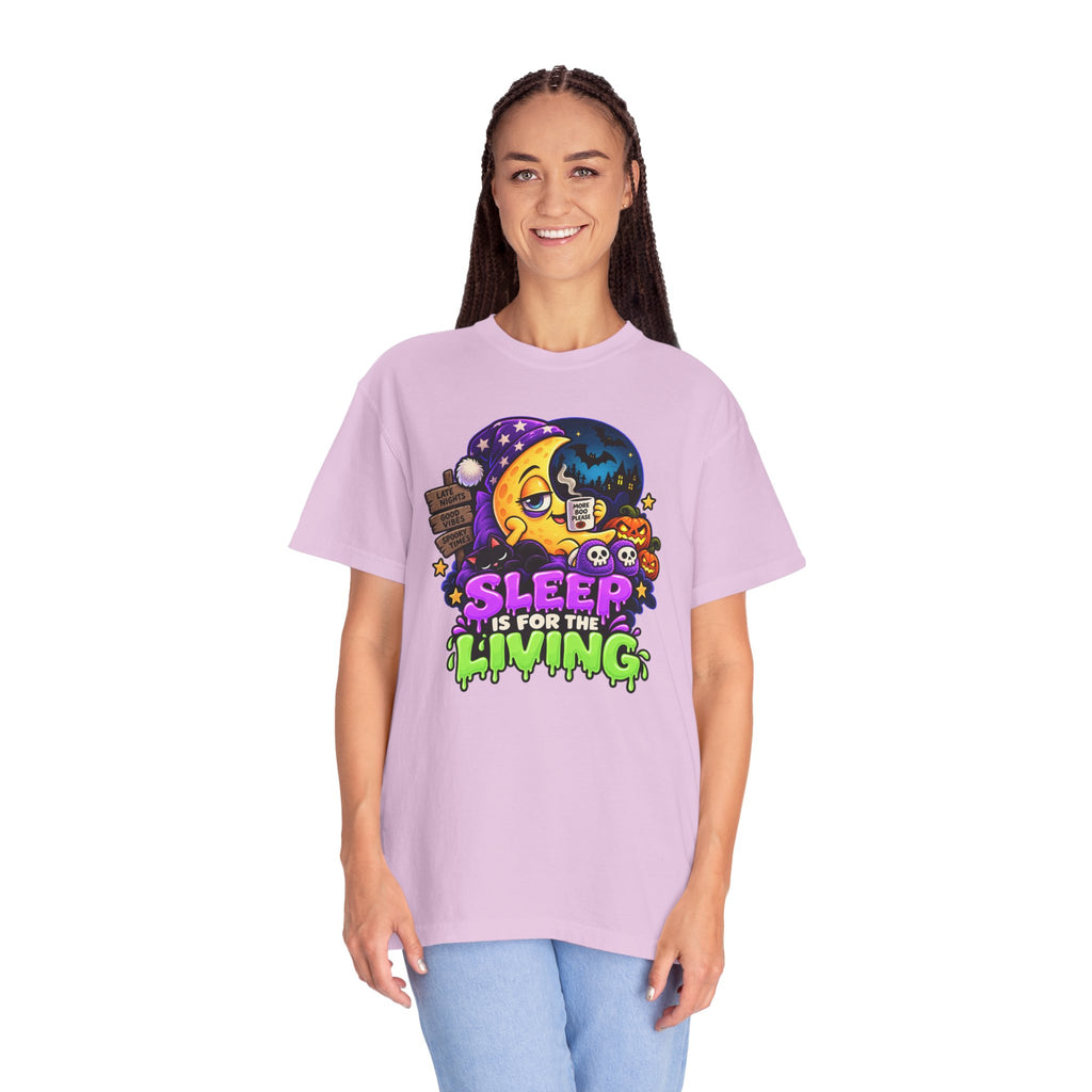Sleep Is for the Living – Funny Halloween Moon T-Shirt
