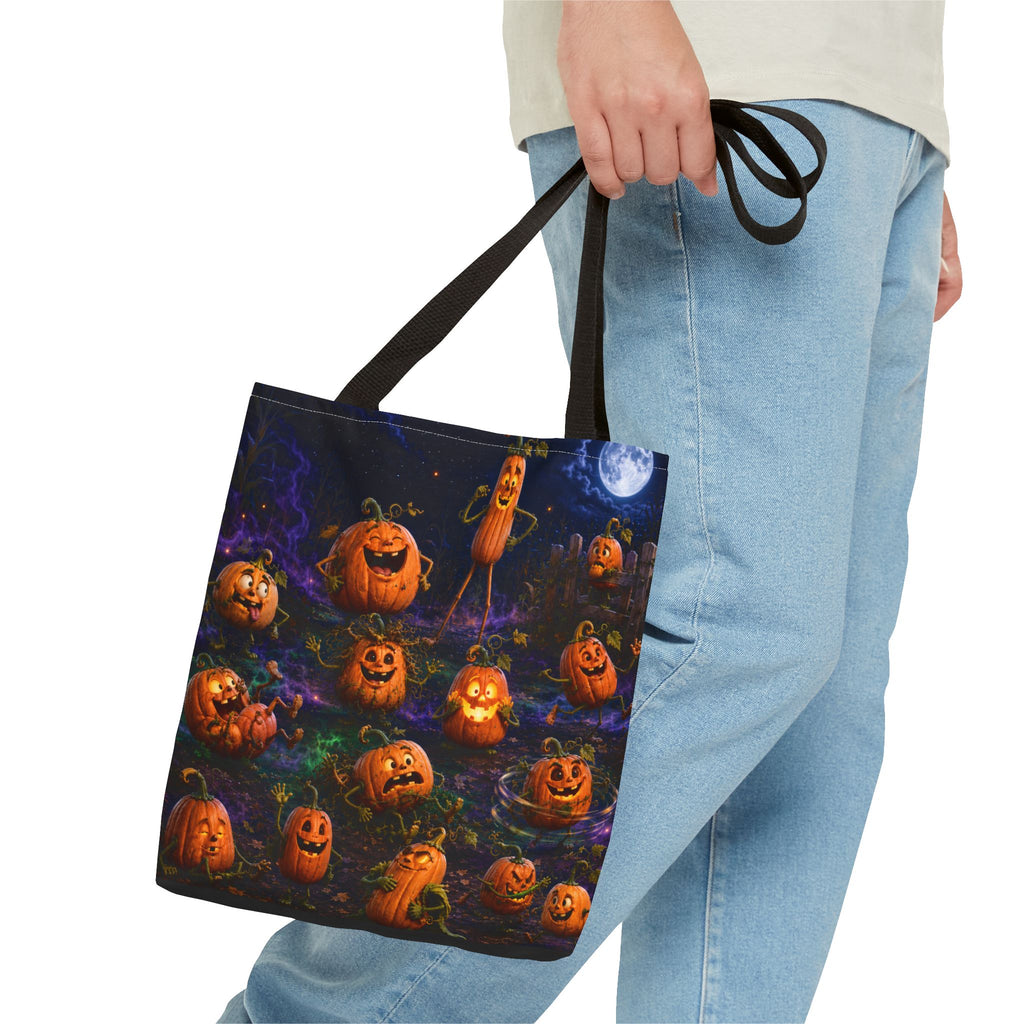 Halloween Pumpkin Patch Tote Bag — Spooky Jack-o'-Lantern All-Over Print