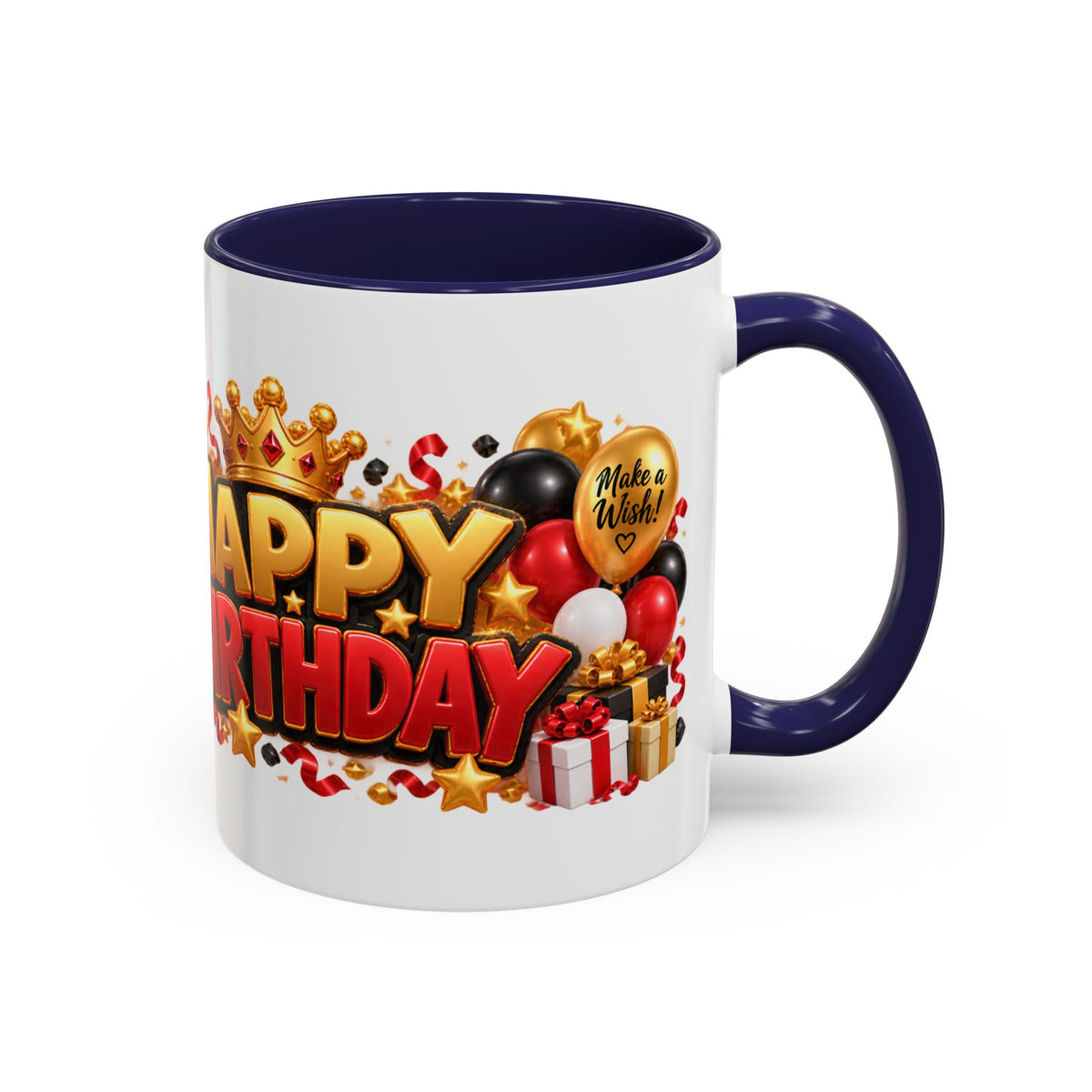 Happy Birthday Rhino Mug – Colorful 3D Birthday Gift – White Coffee Mug