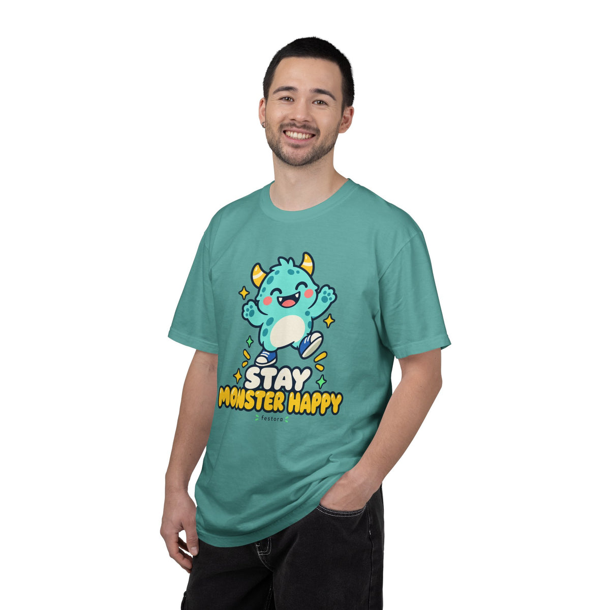 Stay Monster Happy – Cute Monster Graphic T-Shirt