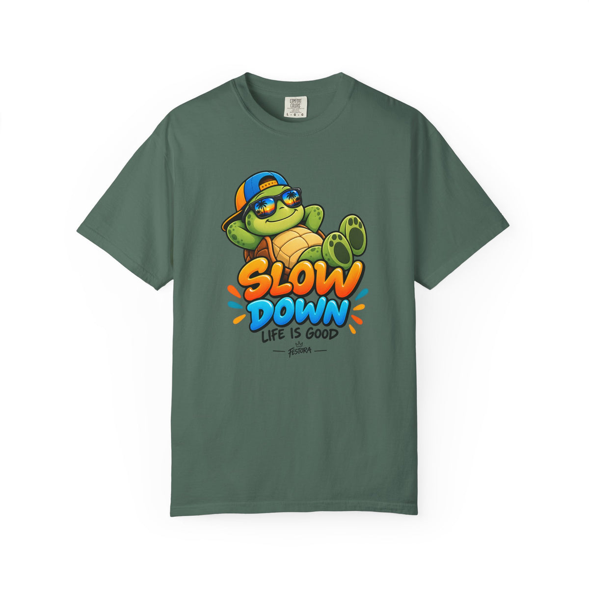 Slow Down, Life Is Good – Turtle Graphic T-Shirt | Festora Everyday