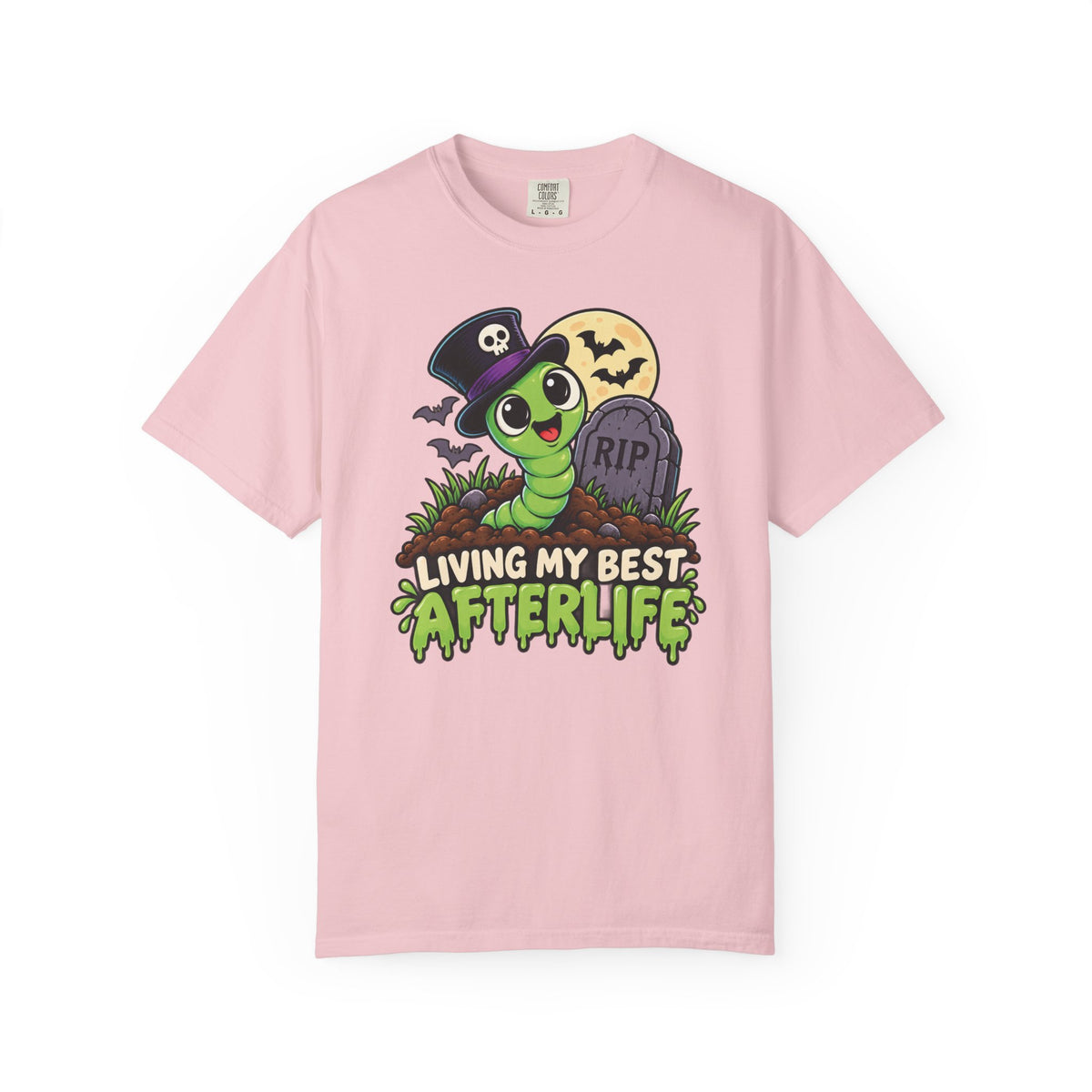 Living My Best Afterlife – Cute Halloween Graveyard Worm T-Shirt