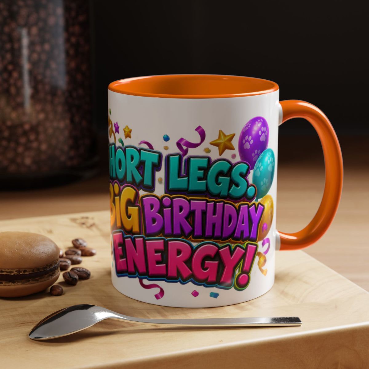 Short Legs Big Birthday Energy Basset Hound White Mug