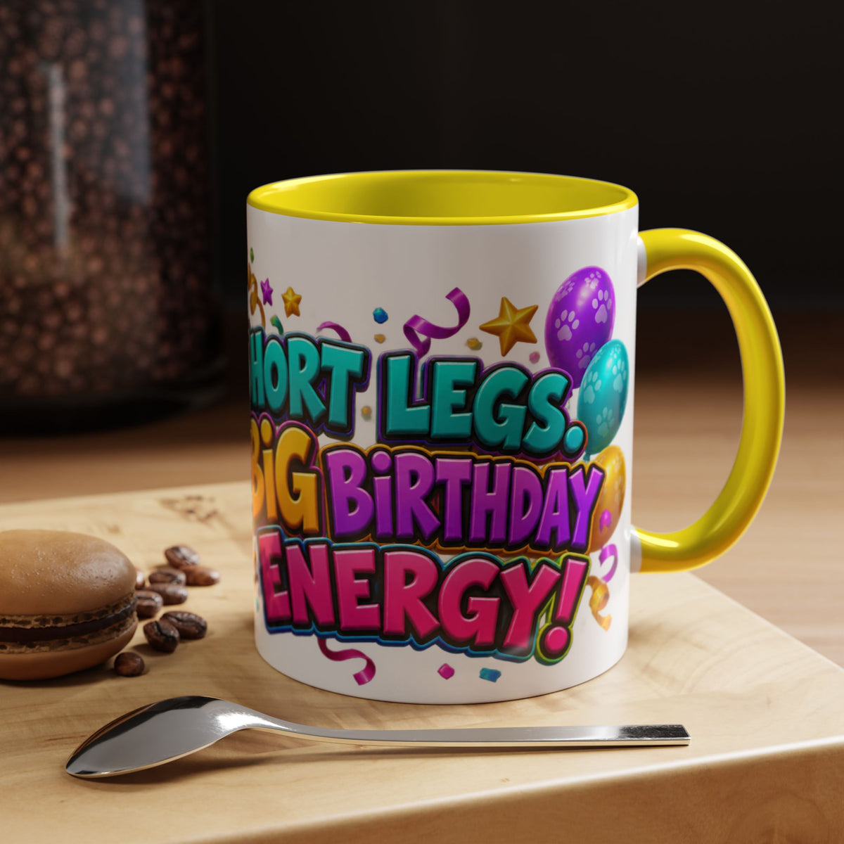 Short Legs Big Birthday Energy Basset Hound White Mug