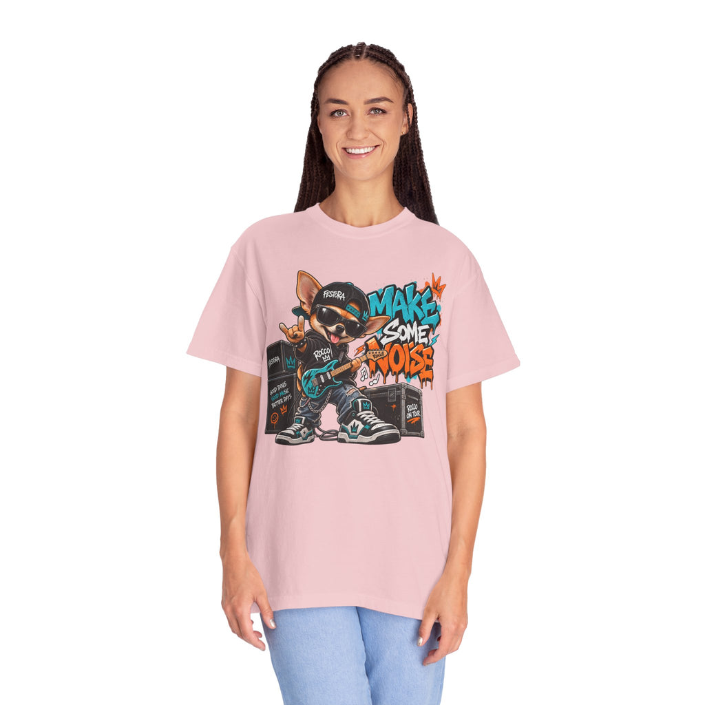 Make Some Noise Rocco Graphic T-Shirt — Streetwear Rock Dog Tee