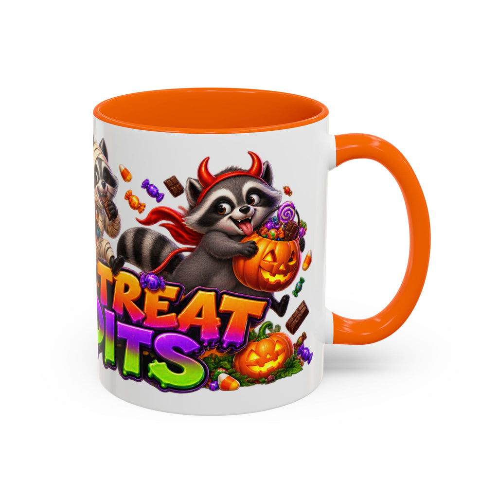 Trick or Treat Bandits Raccoons Halloween White Mug