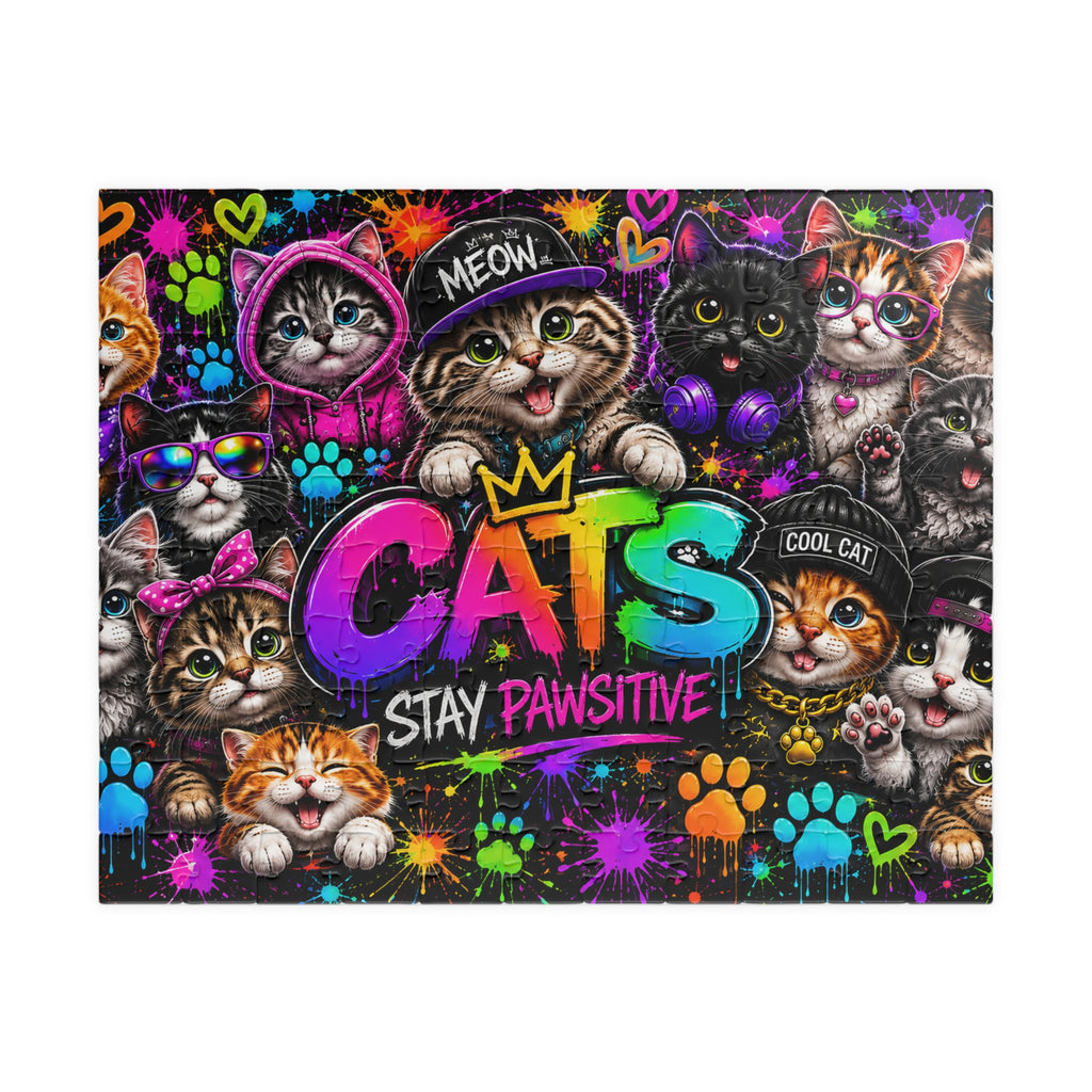 Cats Stay Pawsitive Jigsaw Puzzle — Colorful Cute Cat Collage (110/252)