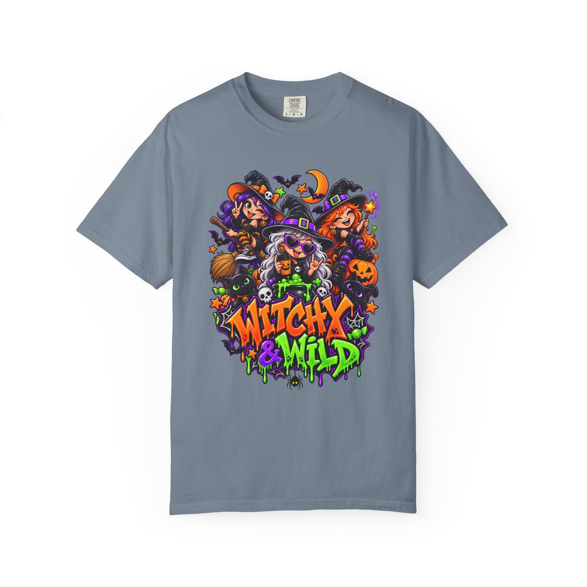 Witchy & Wild – Halloween Witch Crew Graphic T-Shirt