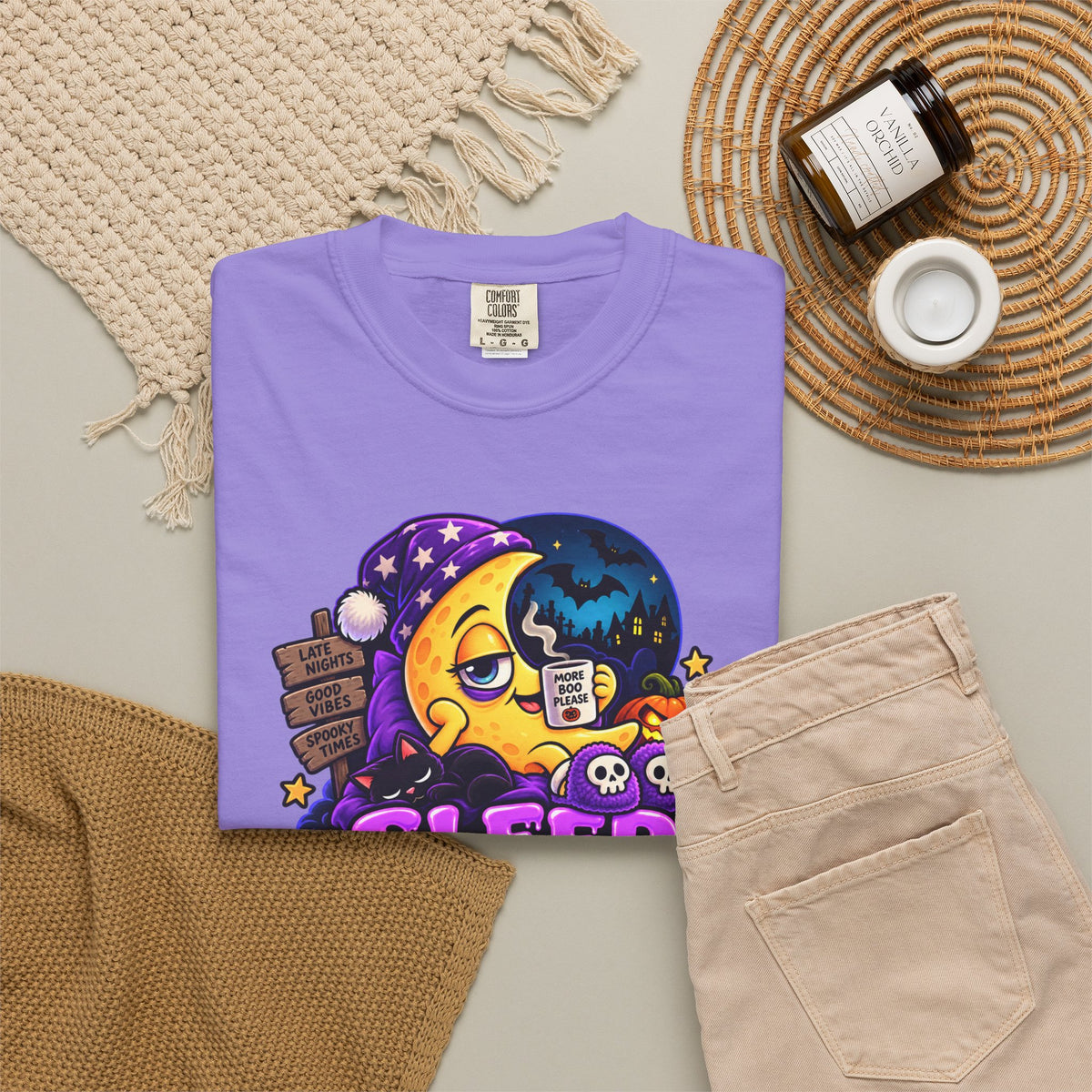 Sleep Is for the Living – Funny Halloween Moon T-Shirt
