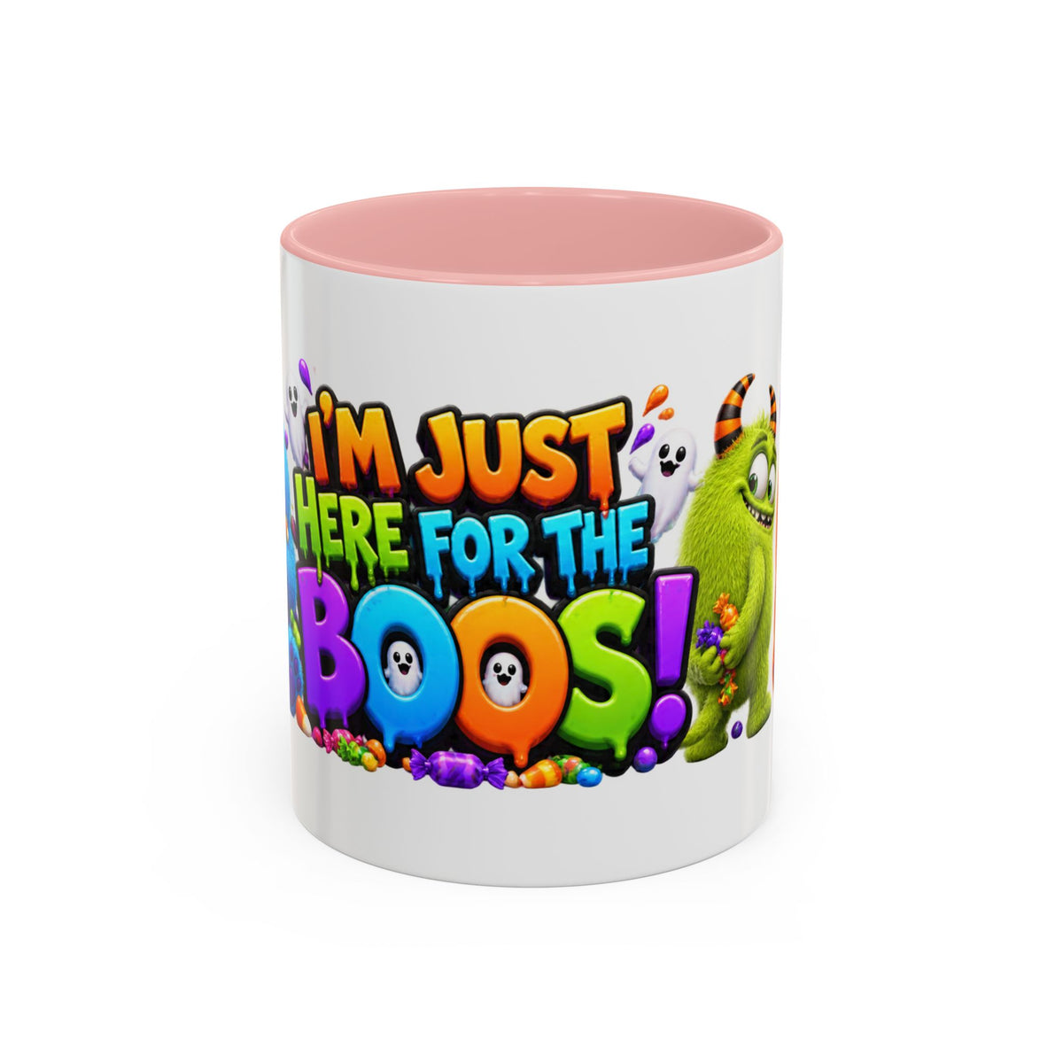 I’m Just Here for the Boos Funny Halloween Monster White Mug