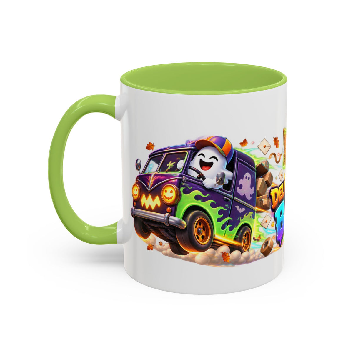 Delivering the Boos Ghost Delivery Halloween White Mug