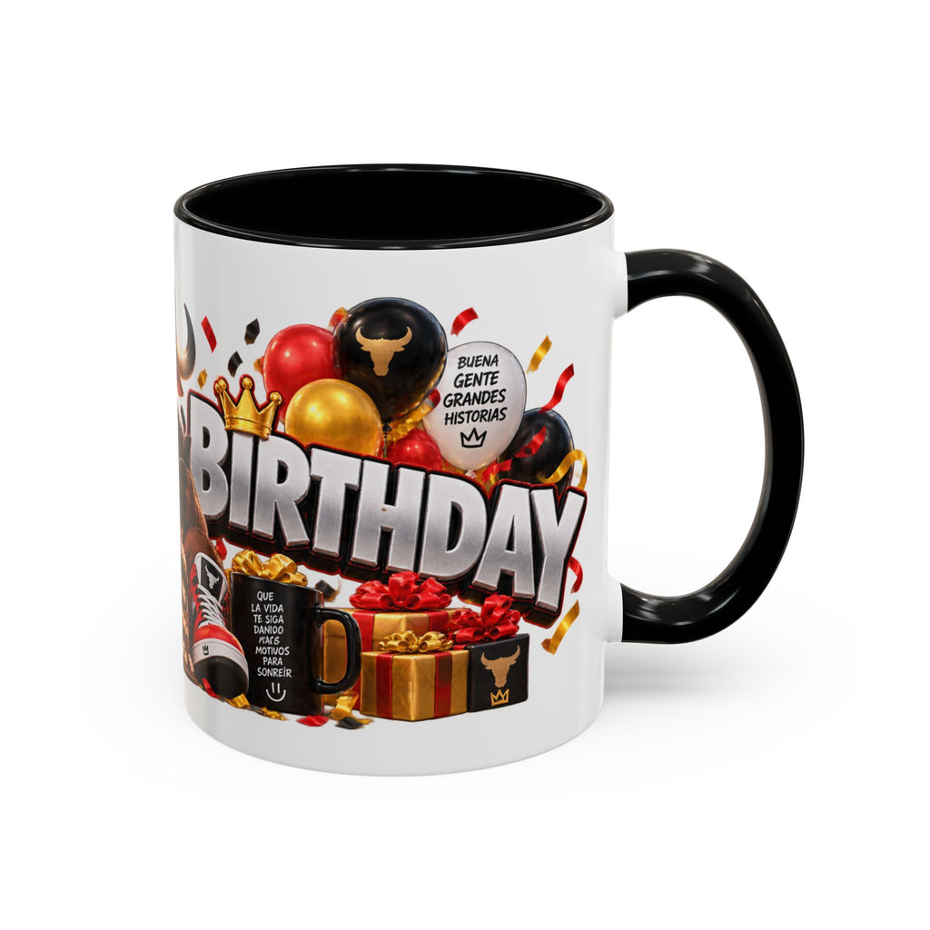 Happy Birthday Bull Mug – Colorful 3D Birthday Gift – White Coffee Mug