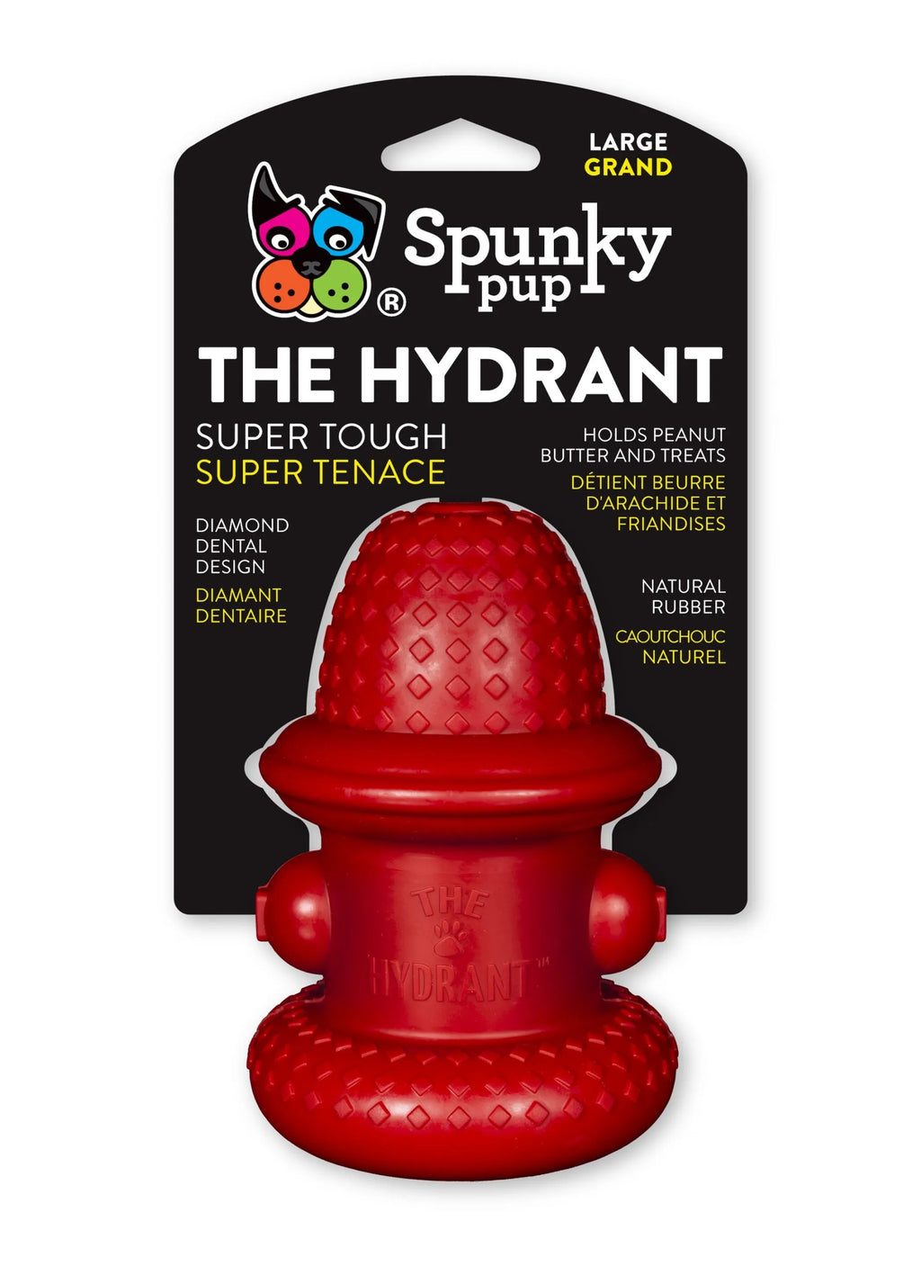 Spunky Pup Rubber Hydrant Dog Toy – Durable Treat-Fill Toy for Large Dogs