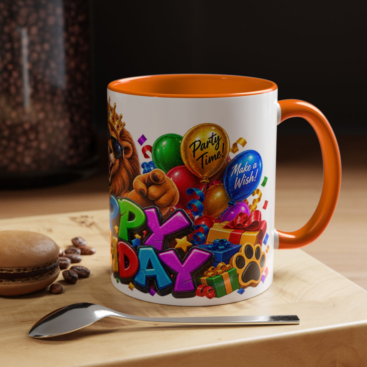Lion Happy Birthday Mug – Colorful 3D King Celebration Design