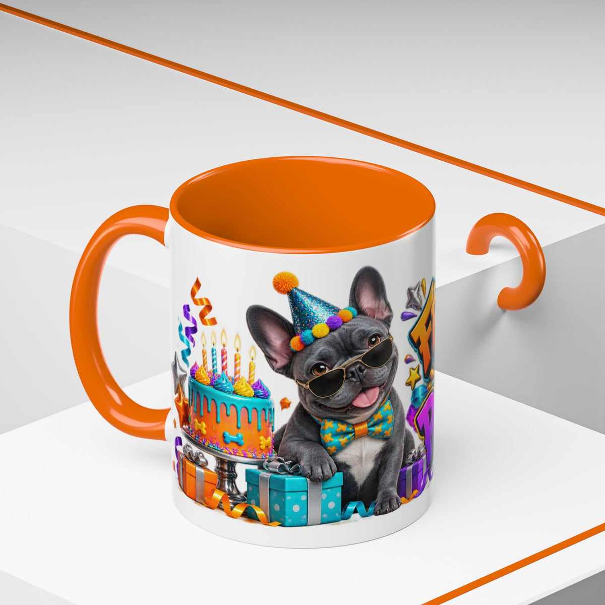 Frenchie Mode Party On French Bulldog Birthday White Mug