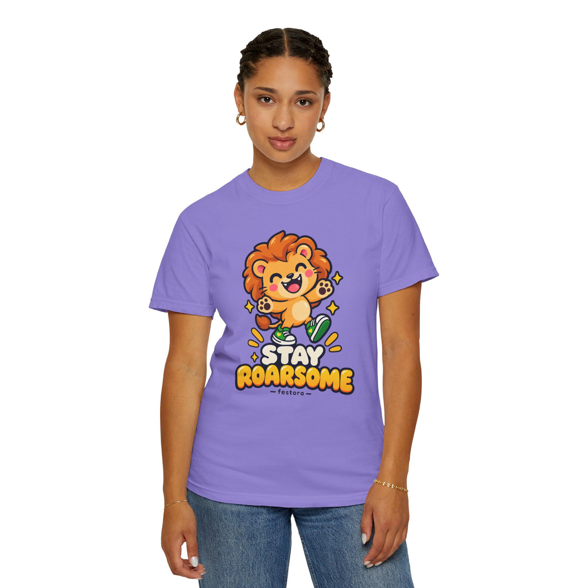 Stay Roarsome – Cute Happy Lion Graphic T-Shirt