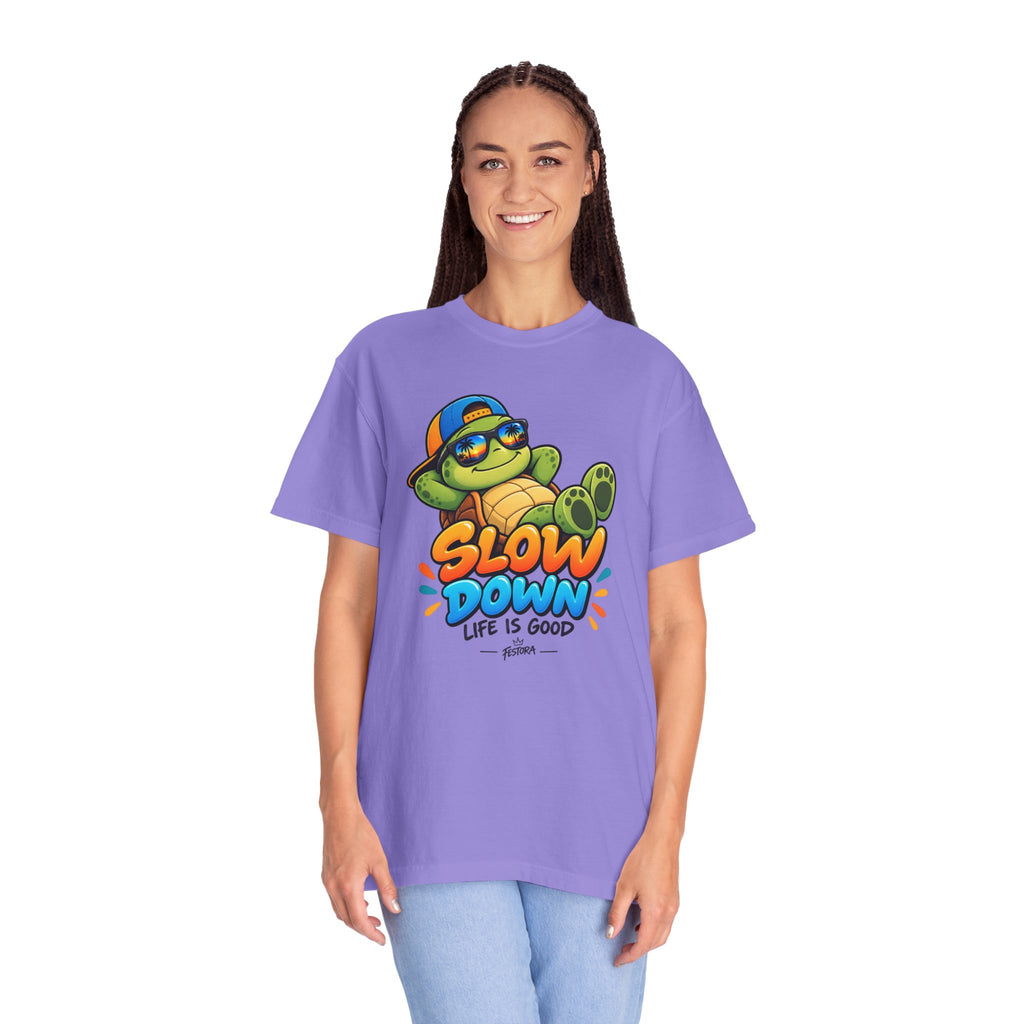 Slow Down, Life Is Good – Turtle Graphic T-Shirt | Festora Everyday