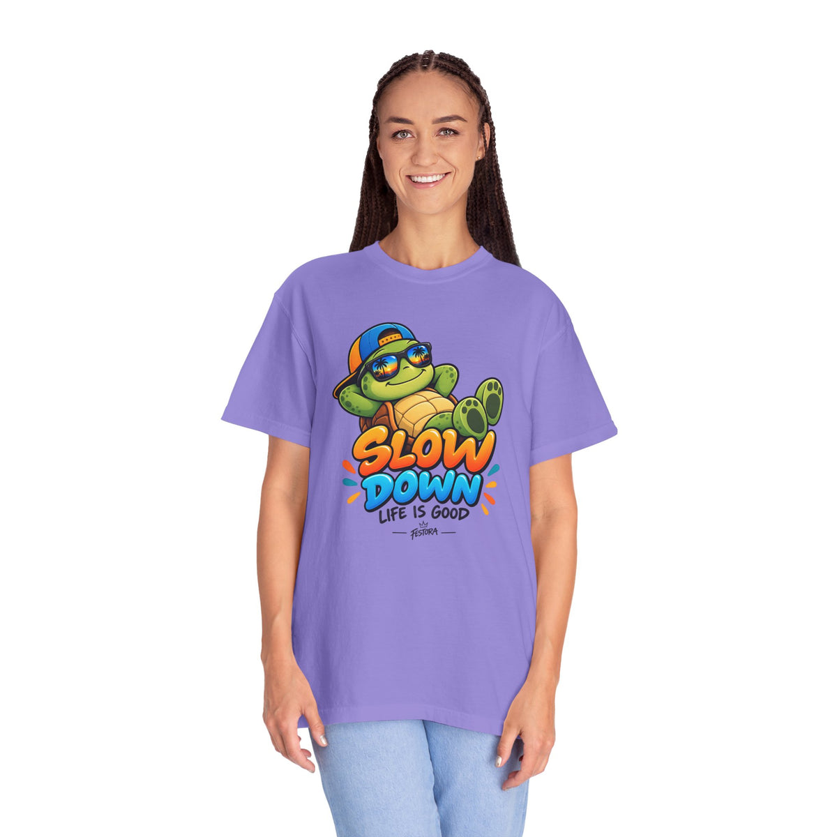 Slow Down, Life Is Good – Turtle Graphic T-Shirt | Festora Everyday