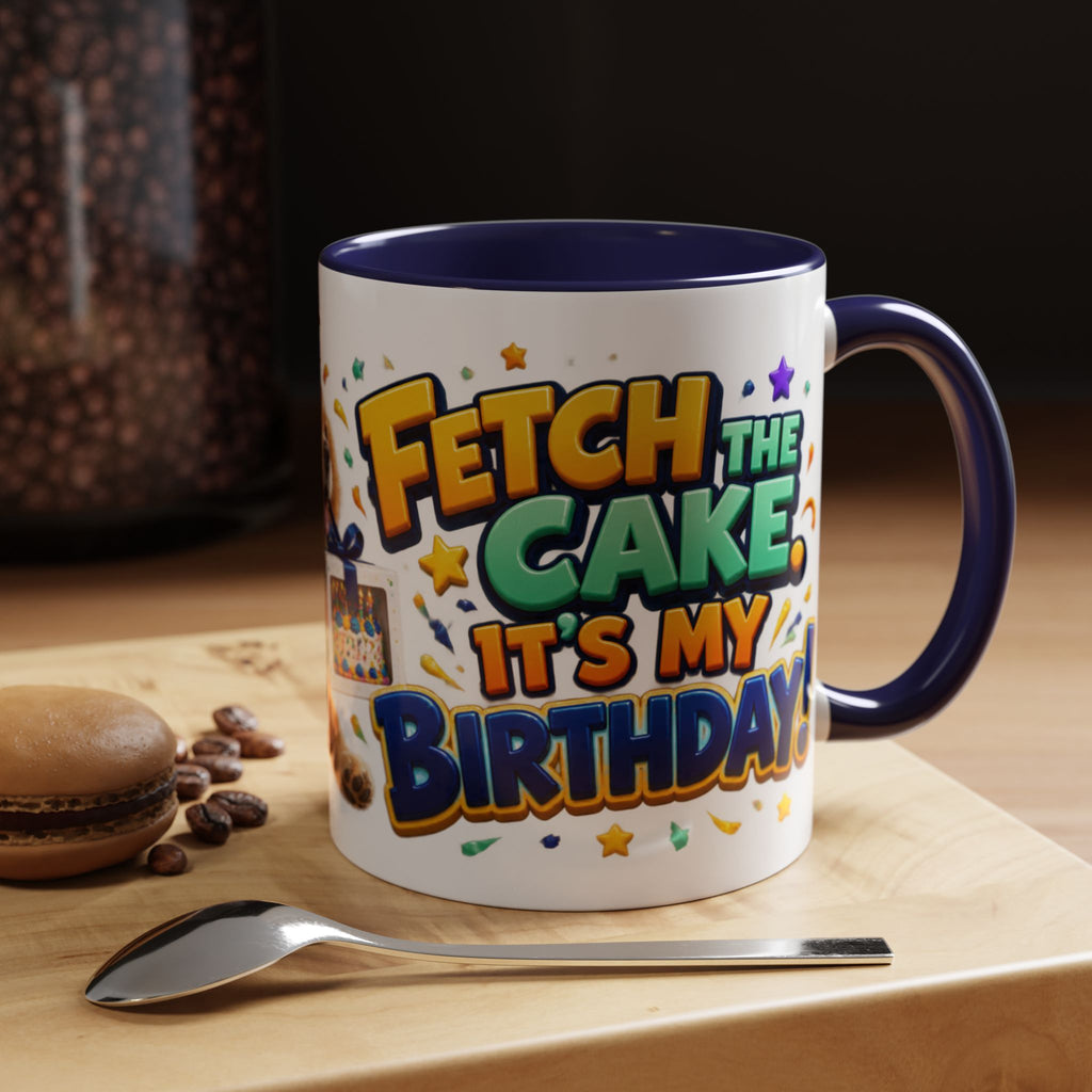 Fetch the Cake Golden Retriever Birthday White Mug